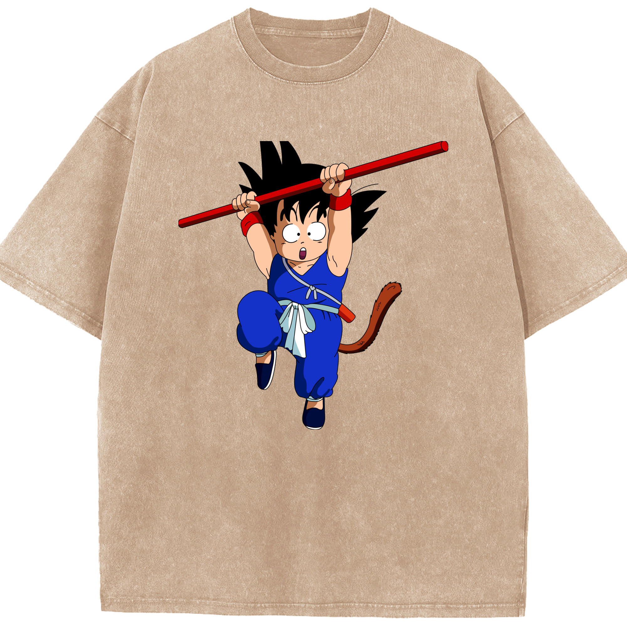 （画像用） ドラゴンボール 孫悟空（そん ごくう）Son Goku カカロット DRAGON BALL Kakarotto 綿100% ヴィンテージ風 半袖Tシャツ（フロントプリント）