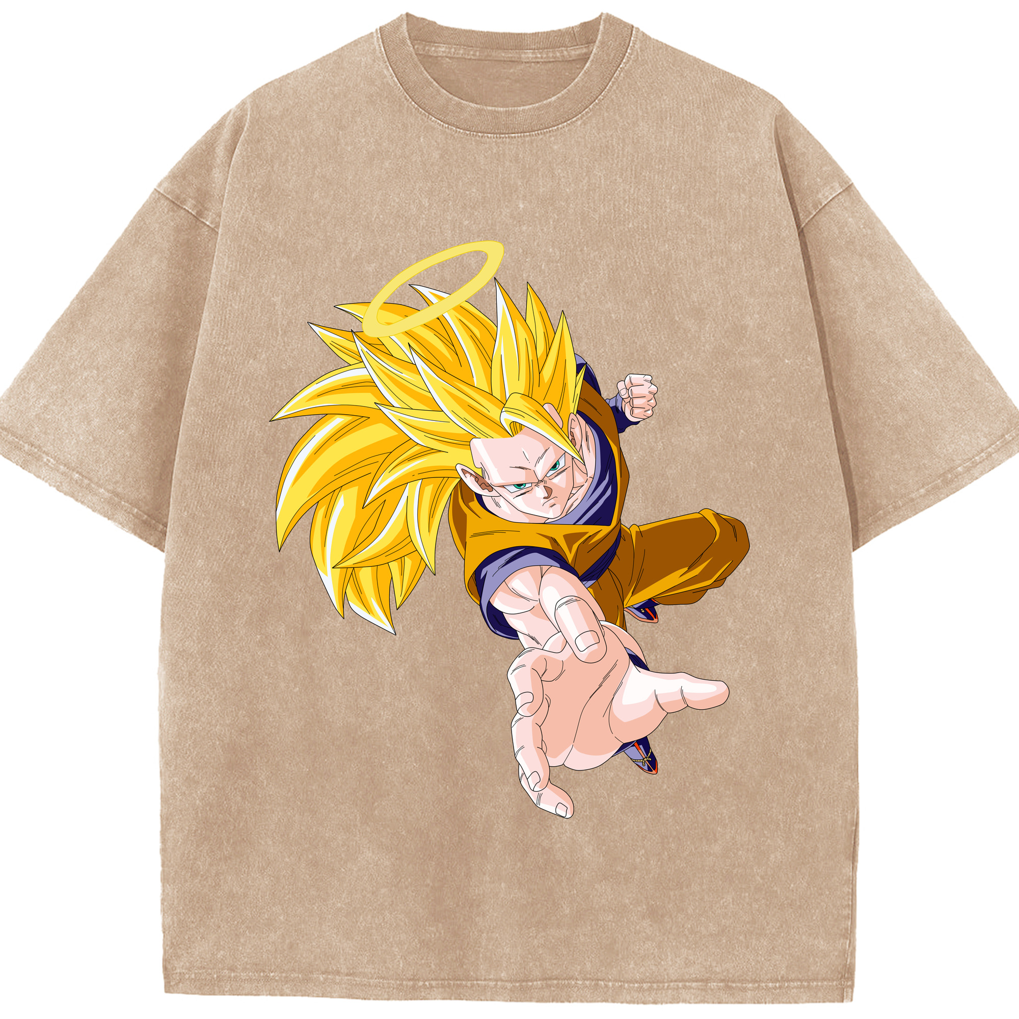 （画像用） ドラゴンボール 孫悟空（そん ごくう）Son Goku カカロット DRAGON BALL Kakarotto 綿100% ヴィンテージ風 半袖Tシャツ（フロントプリント）
