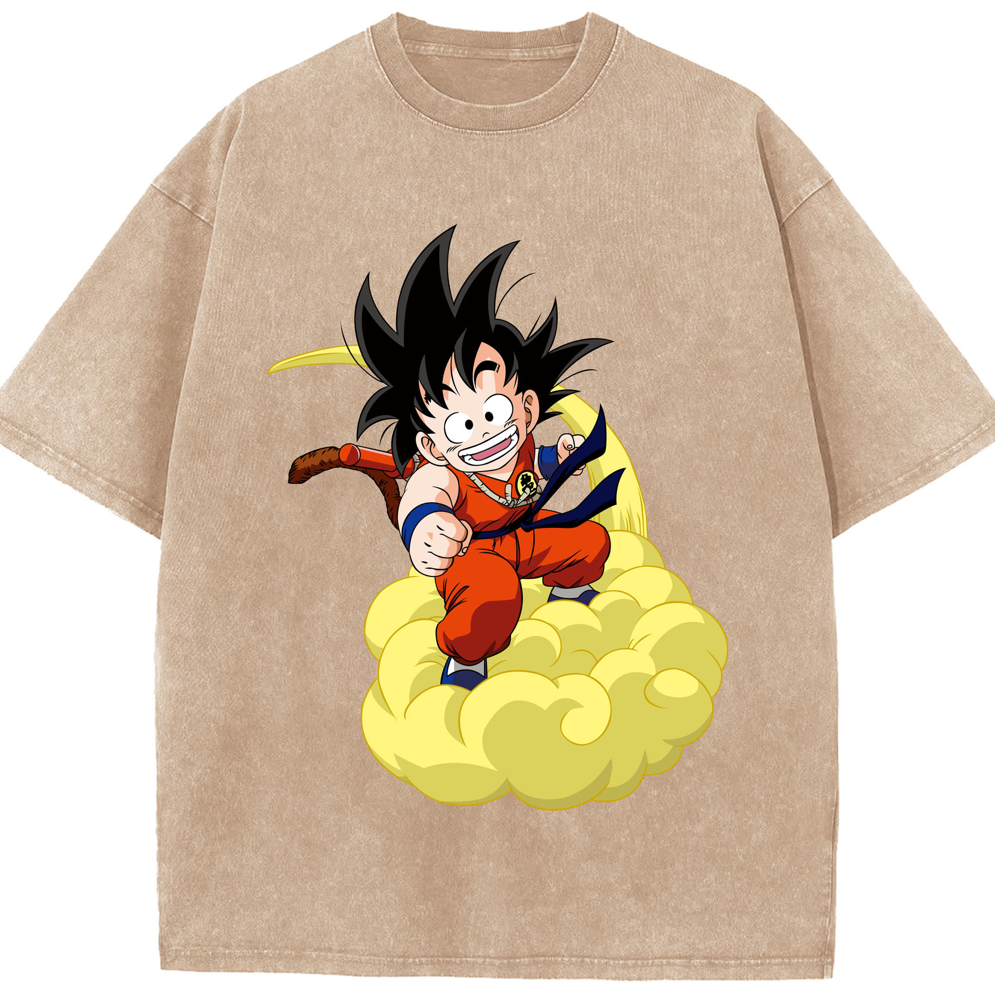 （画像用） ドラゴンボール 孫悟空（そん ごくう）Son Goku カカロット DRAGON BALL Kakarotto 綿100% ヴィンテージ風 半袖Tシャツ（フロントプリント）
