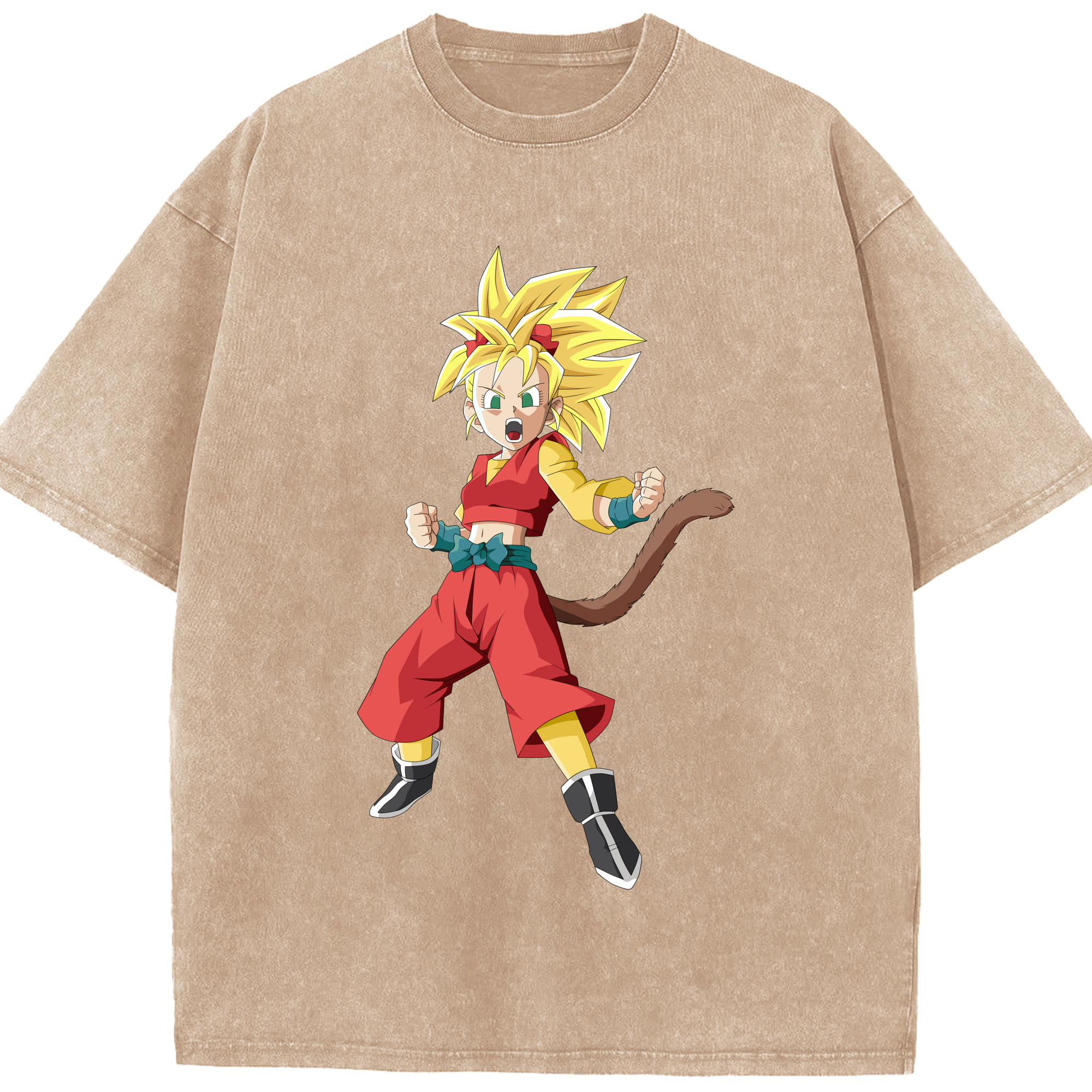 （画像用） ドラゴンボール カリフラ DRAGON BALL Caulifla 綿100% ヴィンテージ風 半袖Tシャツ（フロントプリント）