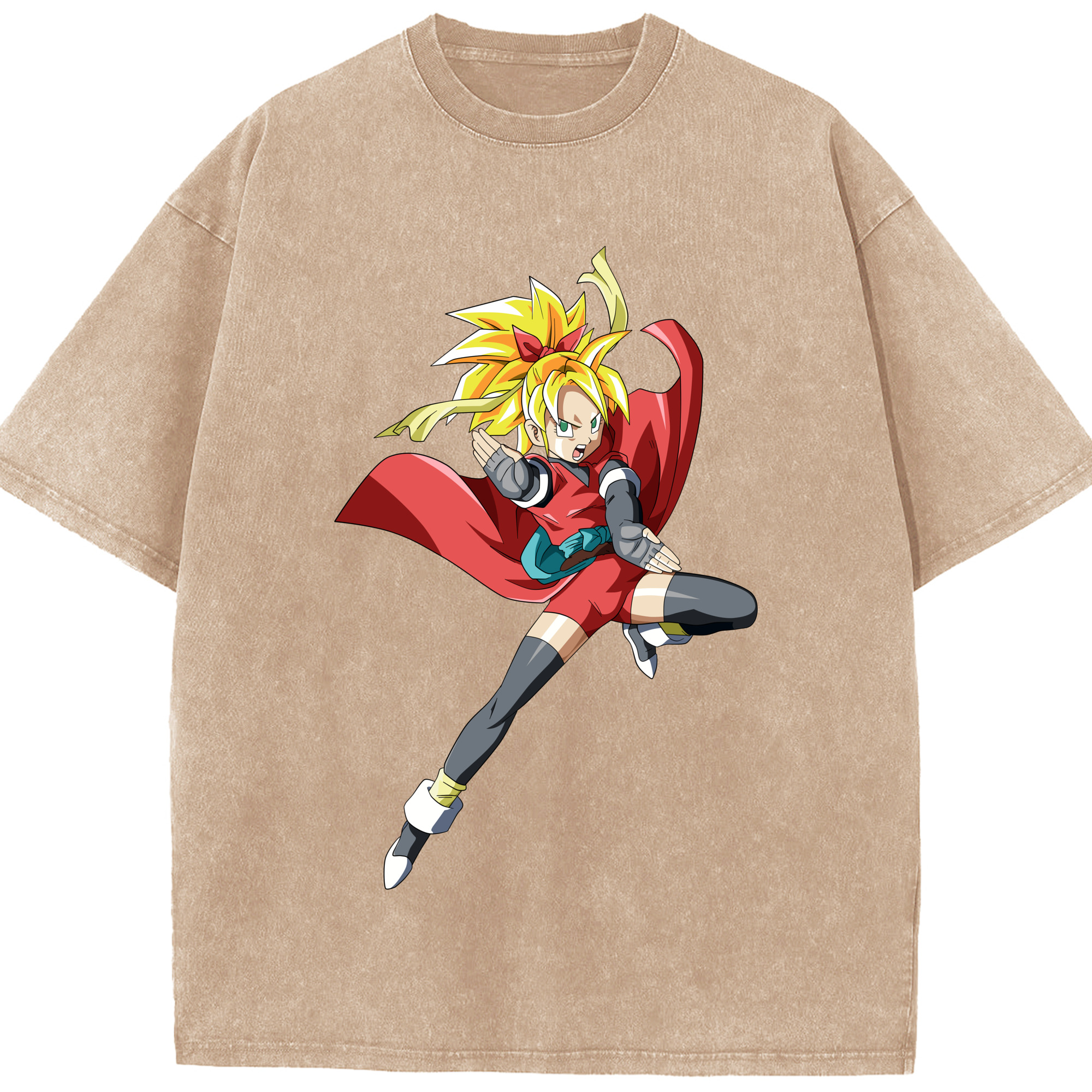 （画像用） ドラゴンボール カリフラ DRAGON BALL Caulifla 綿100% ヴィンテージ風 半袖Tシャツ（フロントプリント）