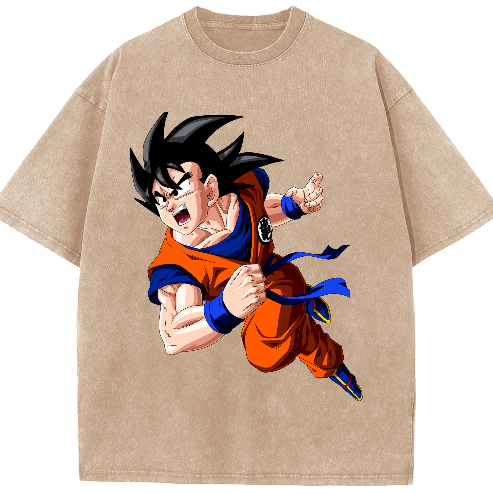 （画像用） ドラゴンボール 孫悟空（そん ごくう）Son Goku カカロット DRAGON BALL Kakarotto 綿100% ヴィンテージ風 半袖Tシャツ（フロントプリント）