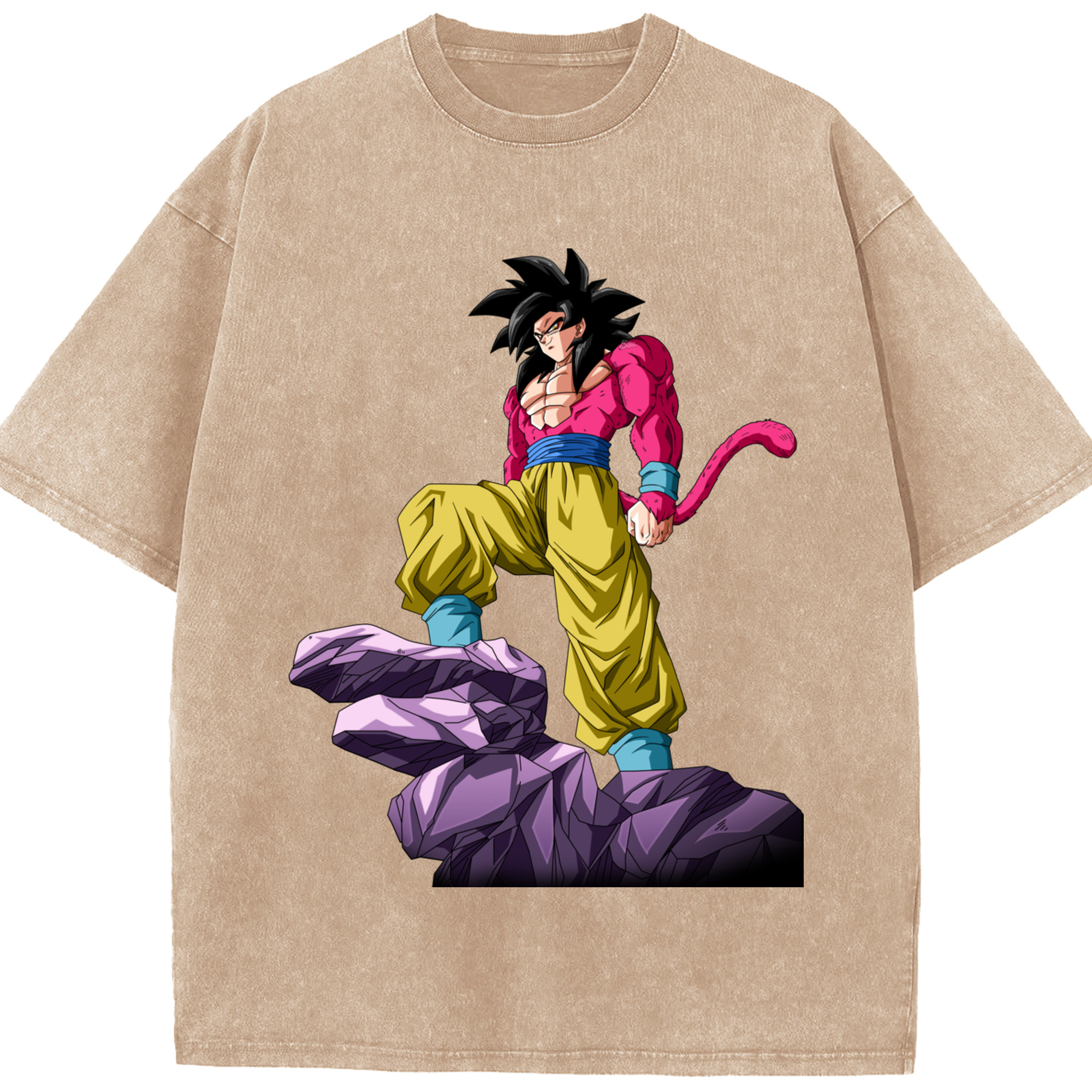 （画像用） ドラゴンボール 孫悟空（そん ごくう）Son Goku カカロット DRAGON BALL Kakarotto 綿100% ヴィンテージ風 半袖Tシャツ（フロントプリント）