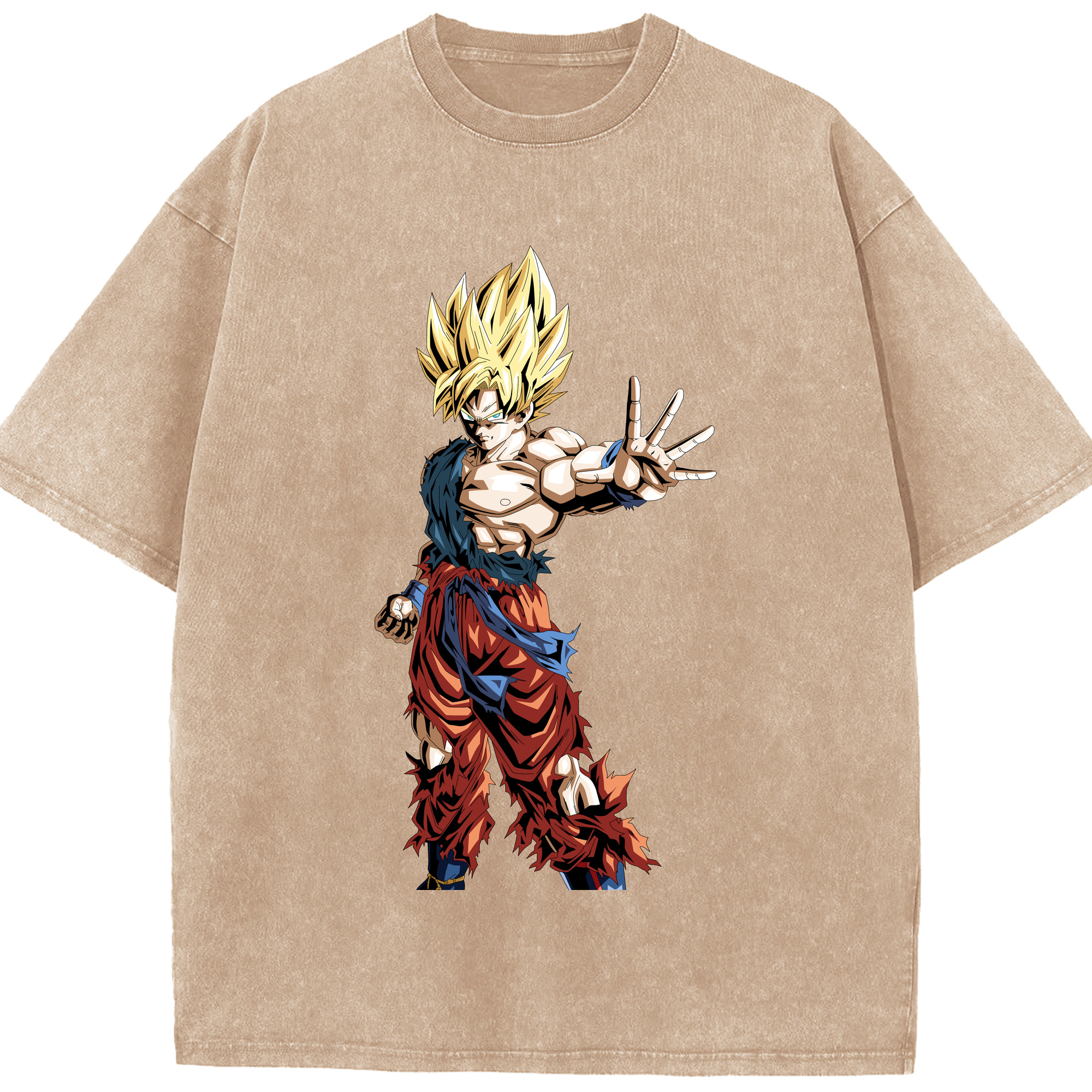 （画像用） ドラゴンボール 孫悟空（そん ごくう）Son Goku カカロット DRAGON BALL Kakarotto 綿100% ヴィンテージ風 半袖Tシャツ（フロントプリント）