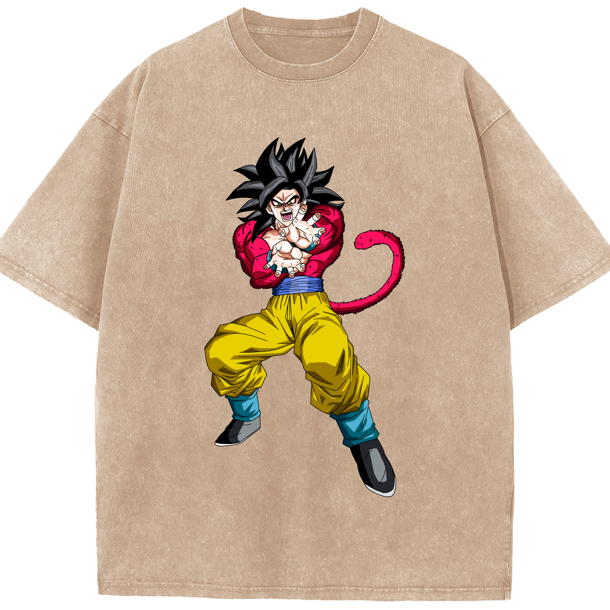 （画像用） ドラゴンボール 孫悟空（そん ごくう）Son Goku カカロット DRAGON BALL Kakarotto 綿100% ヴィンテージ風 半袖Tシャツ（フロントプリント）