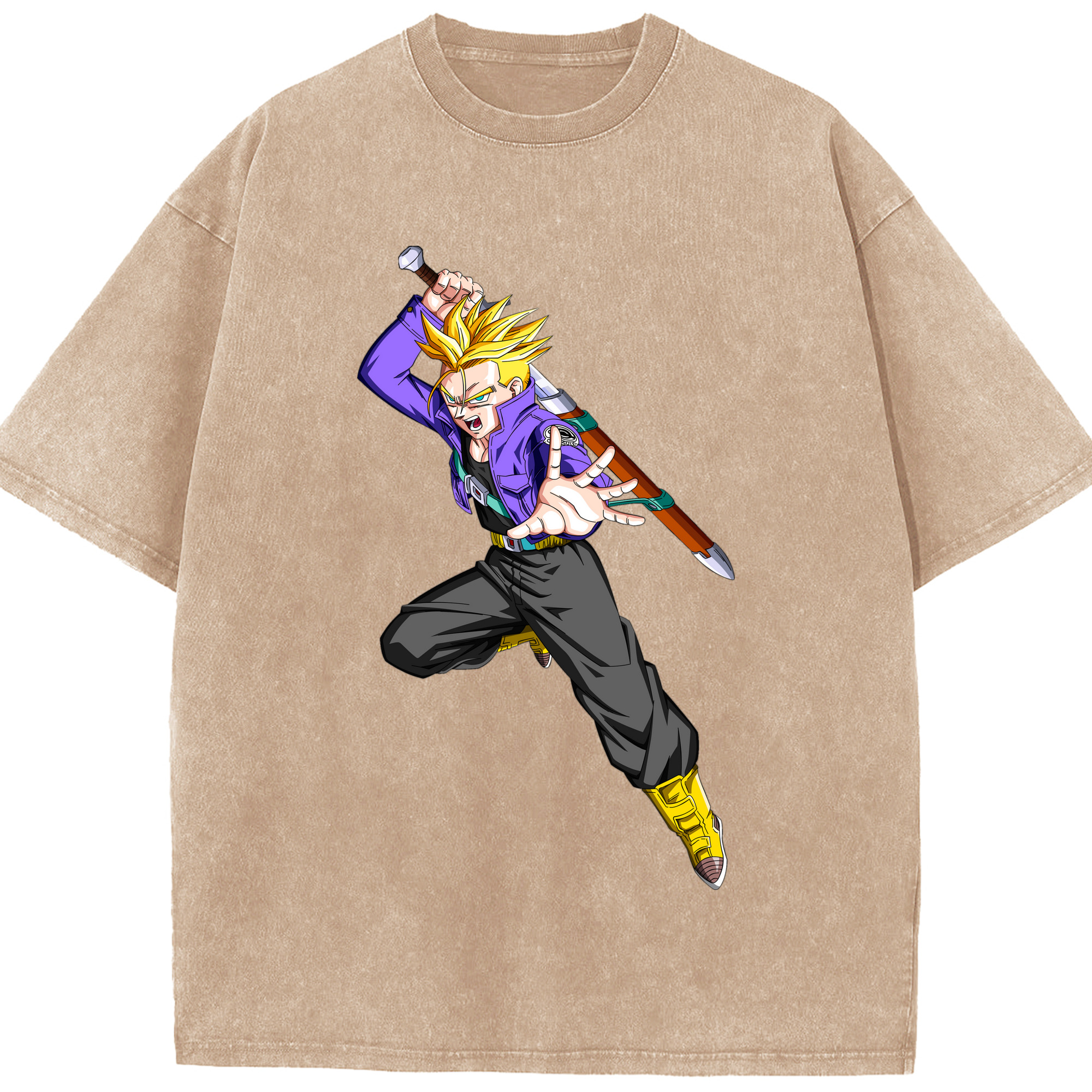 （画像用） ドラゴンボール トランクス（Torankusu）DRAGON BALL Trunks 綿100% ヴィンテージ風 半袖Tシャツ（フロントプリント）