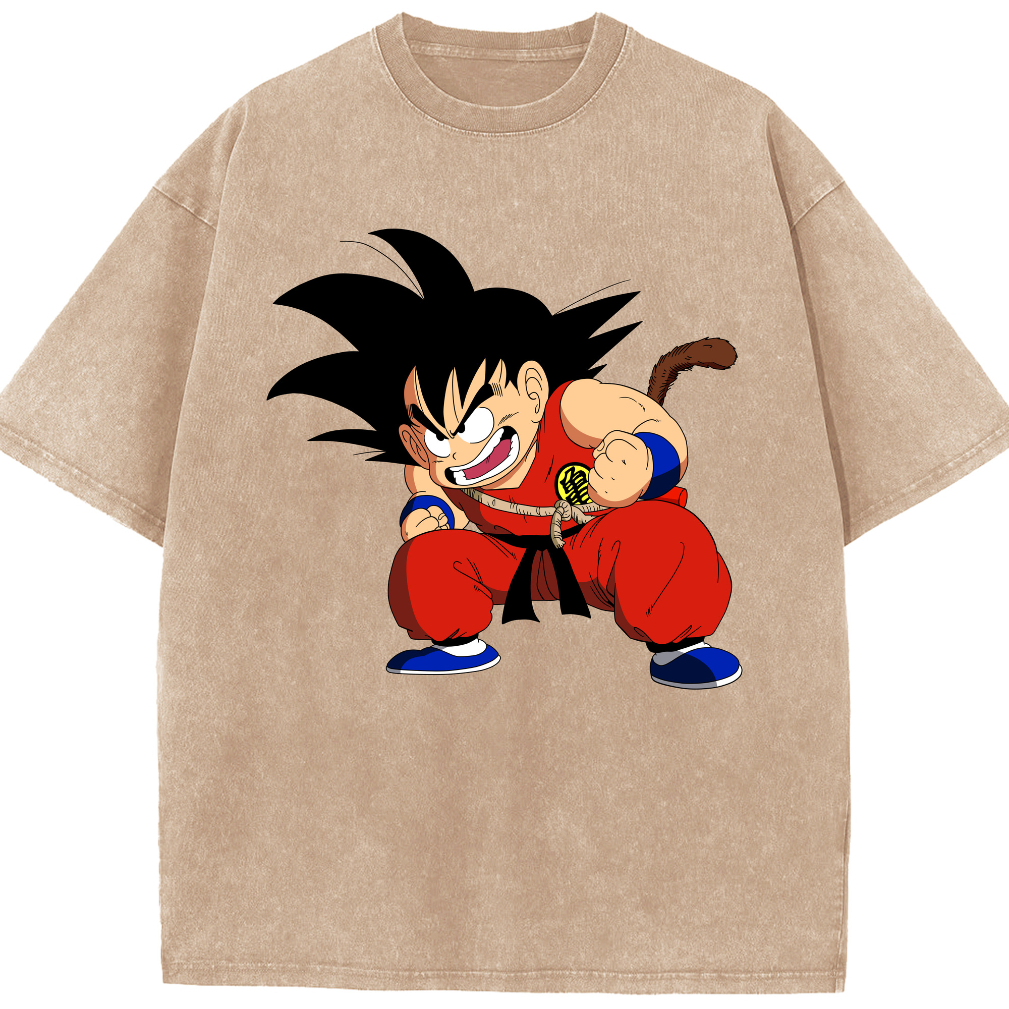 （画像用） ドラゴンボール 孫悟空（そん ごくう）Son Goku カカロット DRAGON BALL Kakarotto 綿100% ヴィンテージ風 半袖Tシャツ（フロントプリント）
