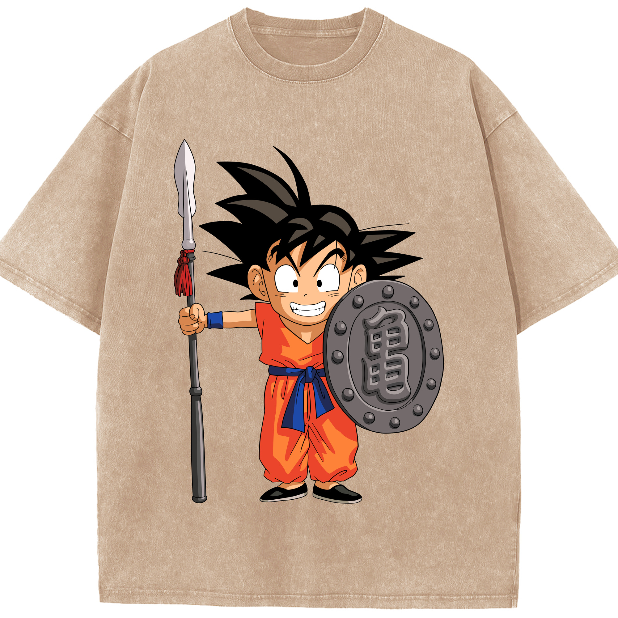 （画像用） ドラゴンボール 孫悟空（そん ごくう）Son Goku カカロット DRAGON BALL Kakarotto 綿100% ヴィンテージ風 半袖Tシャツ（フロントプリント）