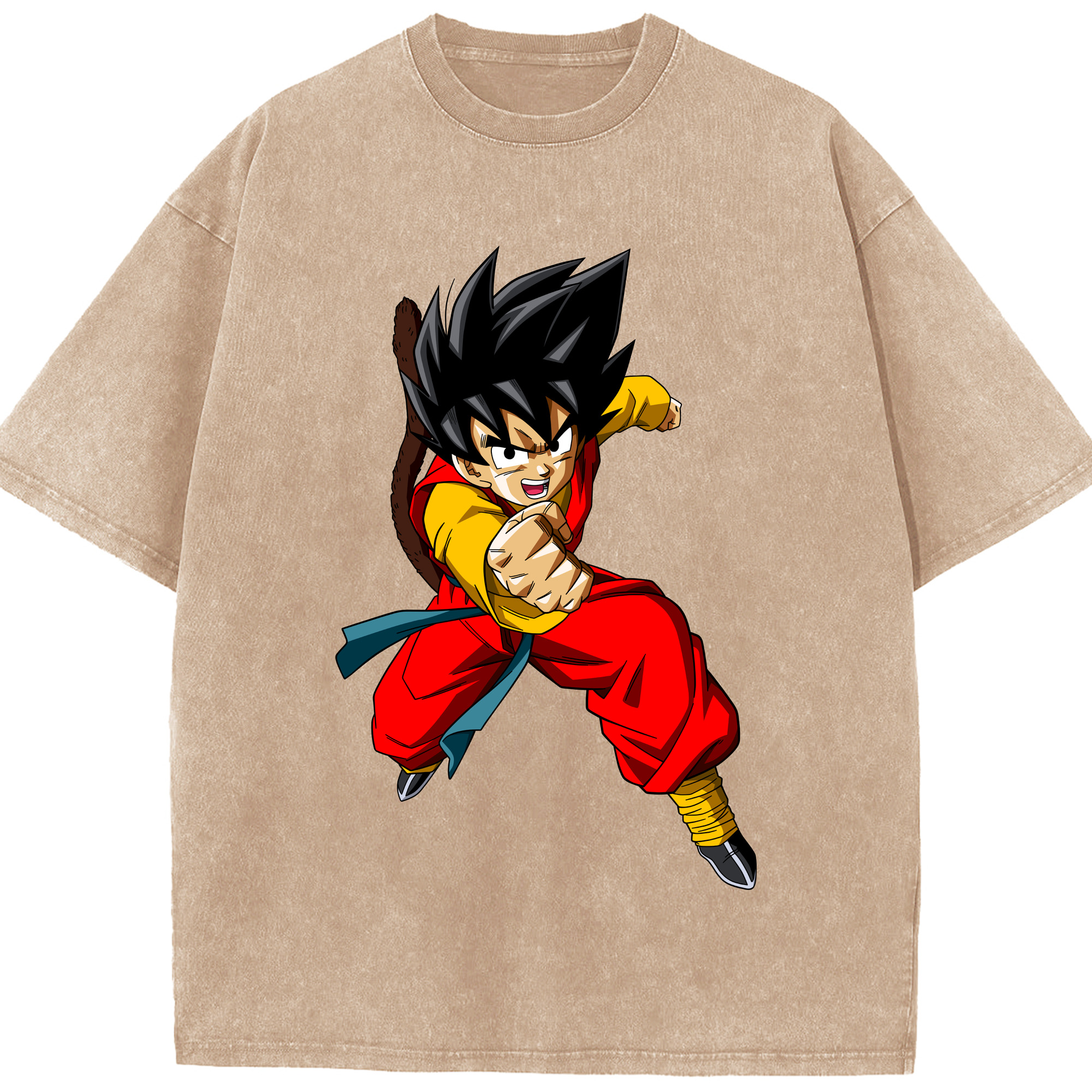 （画像用） ドラゴンボール 孫悟空（そん ごくう）Son Goku カカロット DRAGON BALL Kakarotto 綿100% ヴィンテージ風 半袖Tシャツ（フロントプリント）