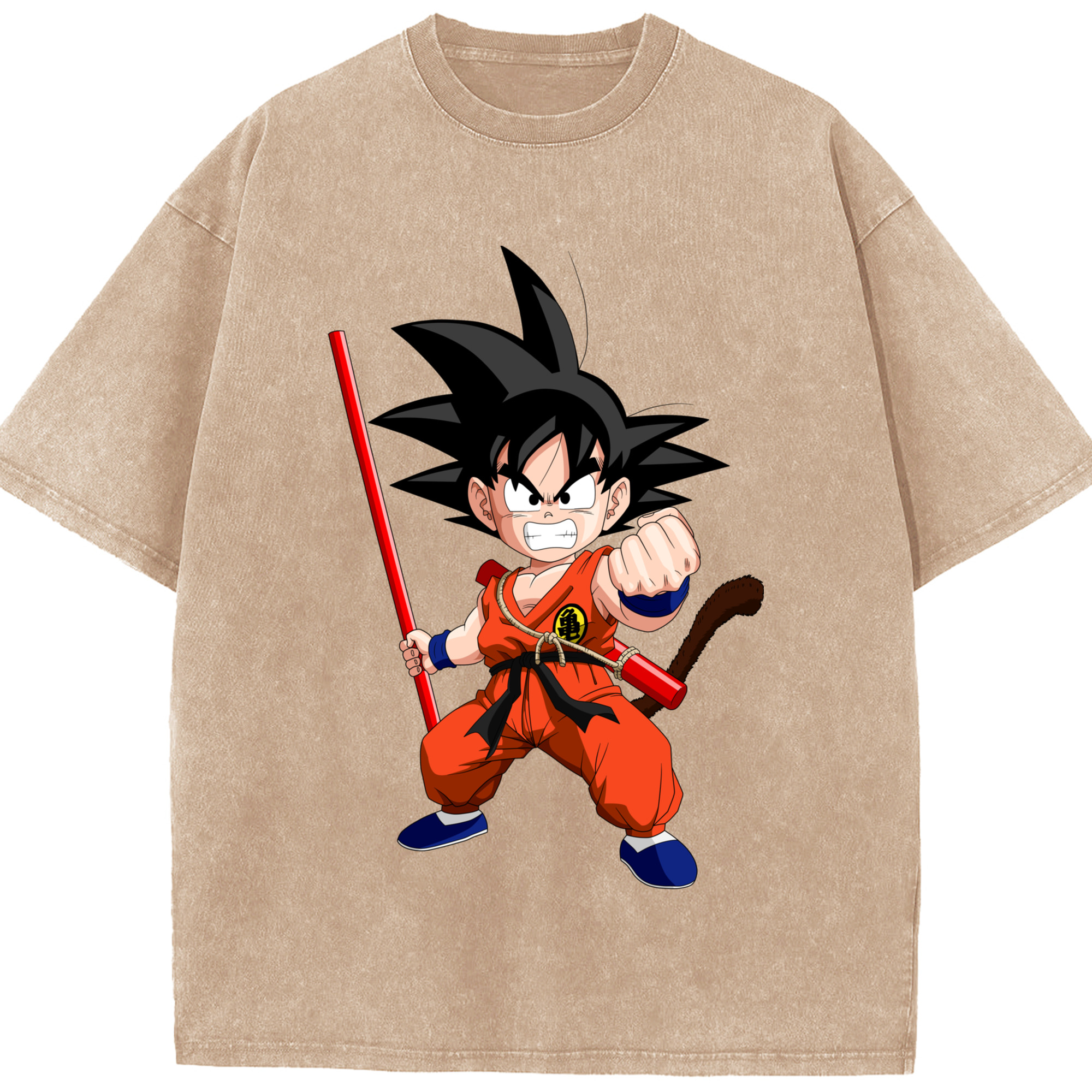 （画像用） ドラゴンボール 孫悟空（そん ごくう）Son Goku カカロット DRAGON BALL Kakarotto 綿100% ヴィンテージ風 半袖Tシャツ（フロントプリント）