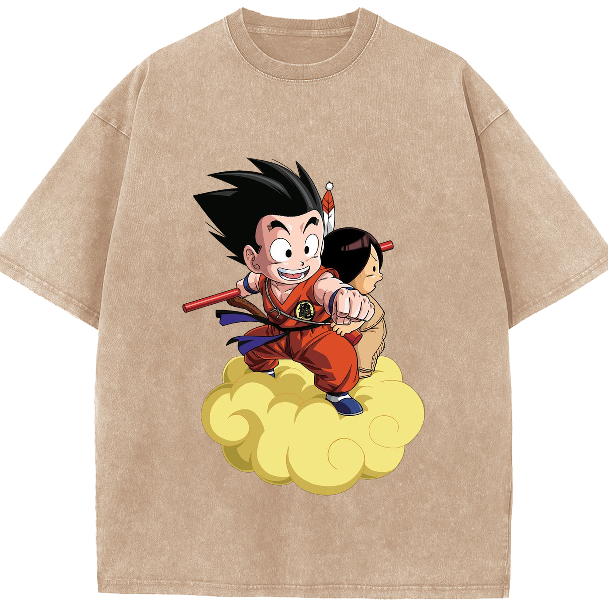 （画像用） ドラゴンボール 孫悟空（そん ごくう）Son Goku カカロット DRAGON BALL Kakarotto 綿100% ヴィンテージ風 半袖Tシャツ（フロントプリント）