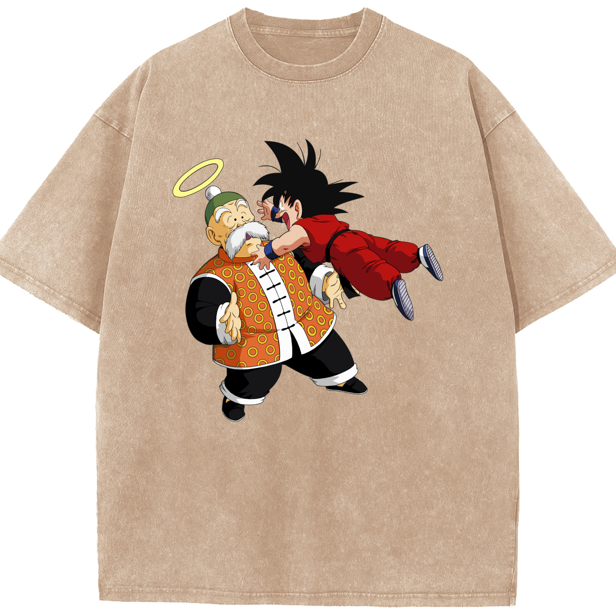 （画像用） ドラゴンボール 孫悟空（そん ごくう）Son Goku カカロット DRAGON BALL Kakarotto 綿100% ヴィンテージ風 半袖Tシャツ（フロントプリント）