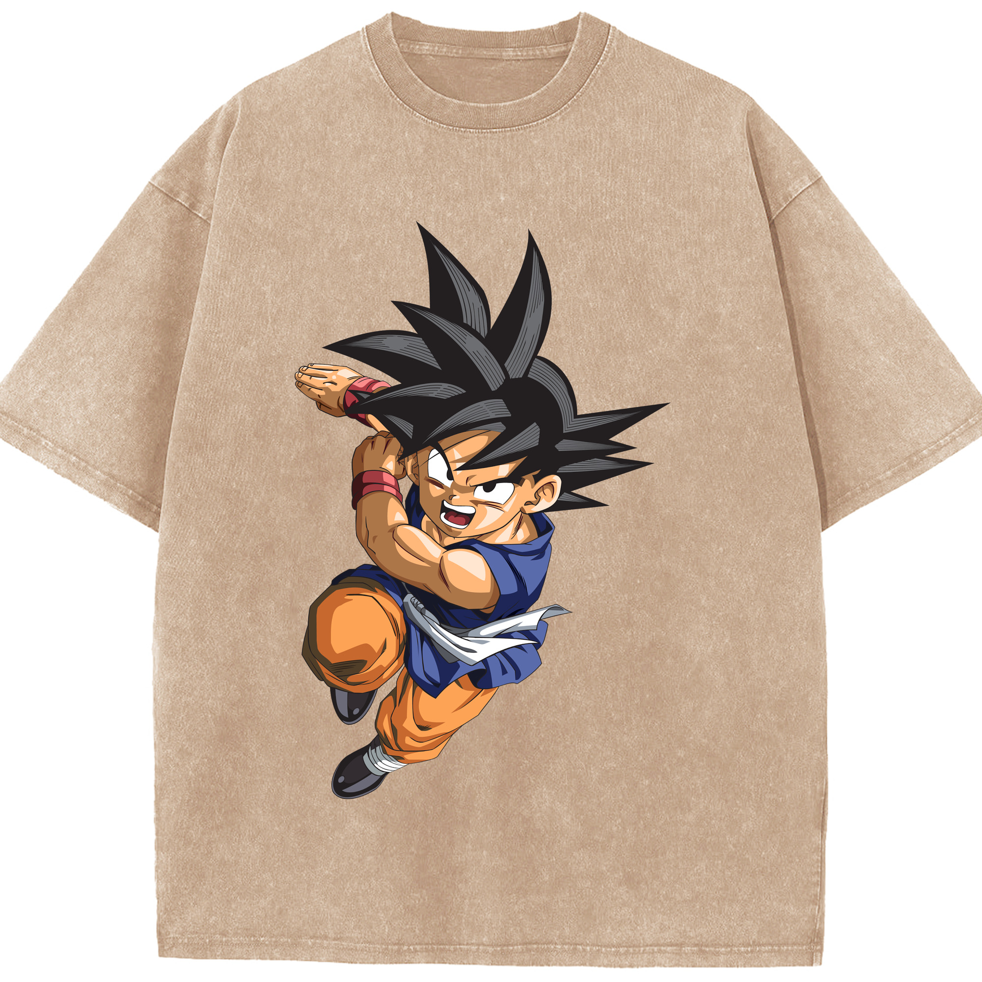 （画像用） ドラゴンボール 孫悟空（そん ごくう）Son Goku カカロット DRAGON BALL Kakarotto 綿100% ヴィンテージ風 半袖Tシャツ（フロントプリント）