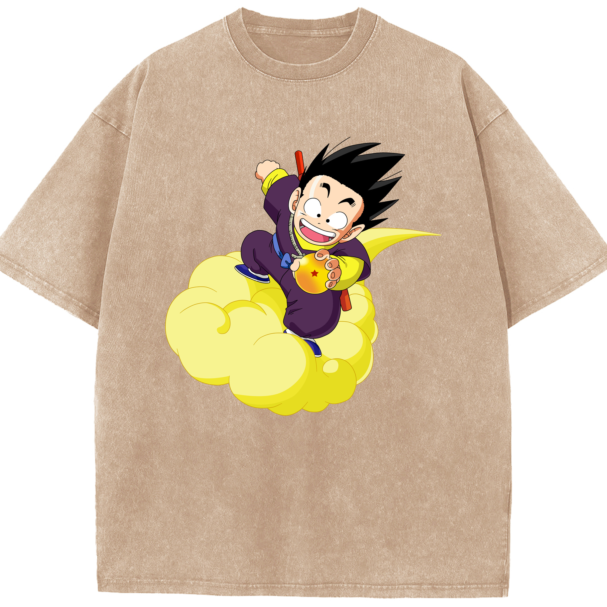 （画像用） ドラゴンボール 孫悟空（そん ごくう）Son Goku カカロット DRAGON BALL Kakarotto 綿100% ヴィンテージ風 半袖Tシャツ（フロントプリント）