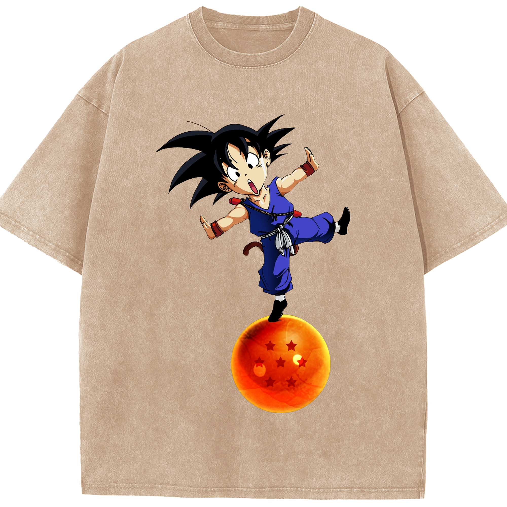 （画像用） ドラゴンボール 孫悟空（そん ごくう）Son Goku カカロット DRAGON BALL Kakarotto 綿100% ヴィンテージ風 半袖Tシャツ（フロントプリント）