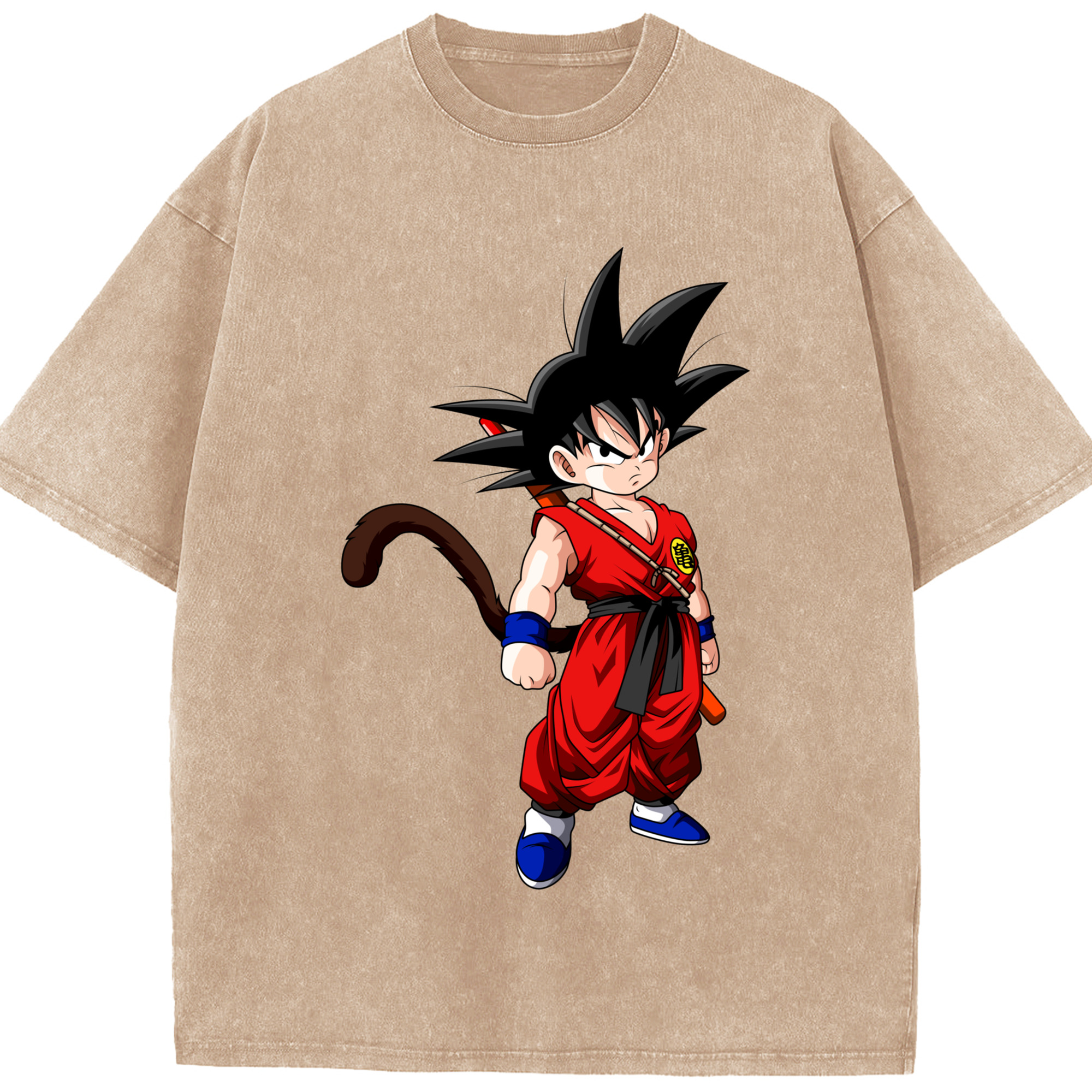（画像用） ドラゴンボール 孫悟空（そん ごくう）Son Goku カカロット DRAGON BALL Kakarotto 綿100% ヴィンテージ風 半袖Tシャツ（フロントプリント）