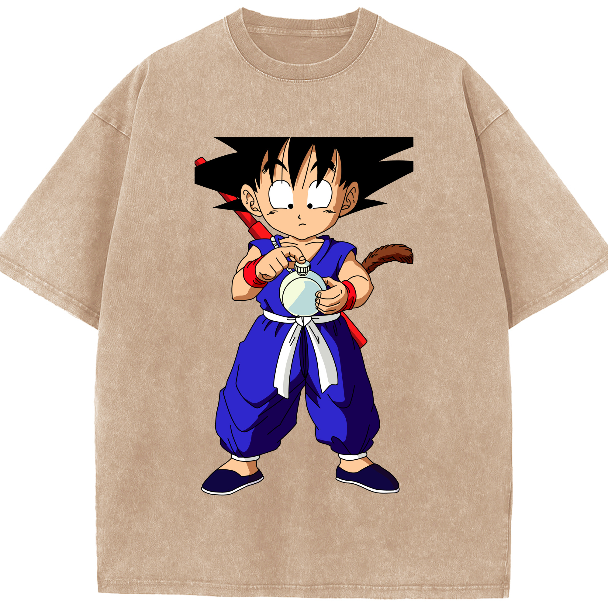 （画像用） ドラゴンボール 孫悟空（そん ごくう）Son Goku カカロット DRAGON BALL Kakarotto 綿100% ヴィンテージ風 半袖Tシャツ（フロントプリント）