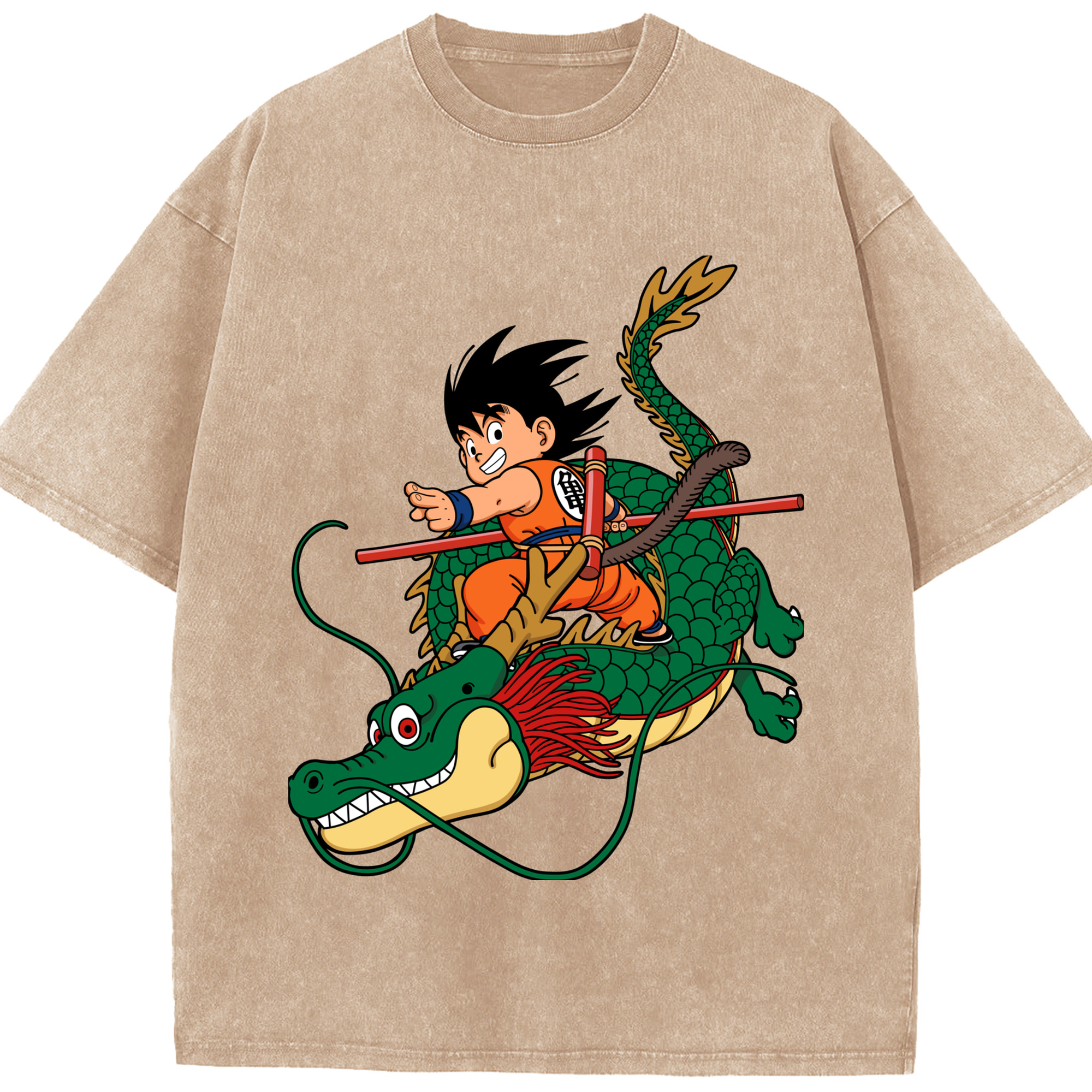 （画像用） ドラゴンボール 孫悟空（そん ごくう）Son Goku カカロット DRAGON BALL Kakarotto 綿100% ヴィンテージ風 半袖Tシャツ（フロントプリント）
