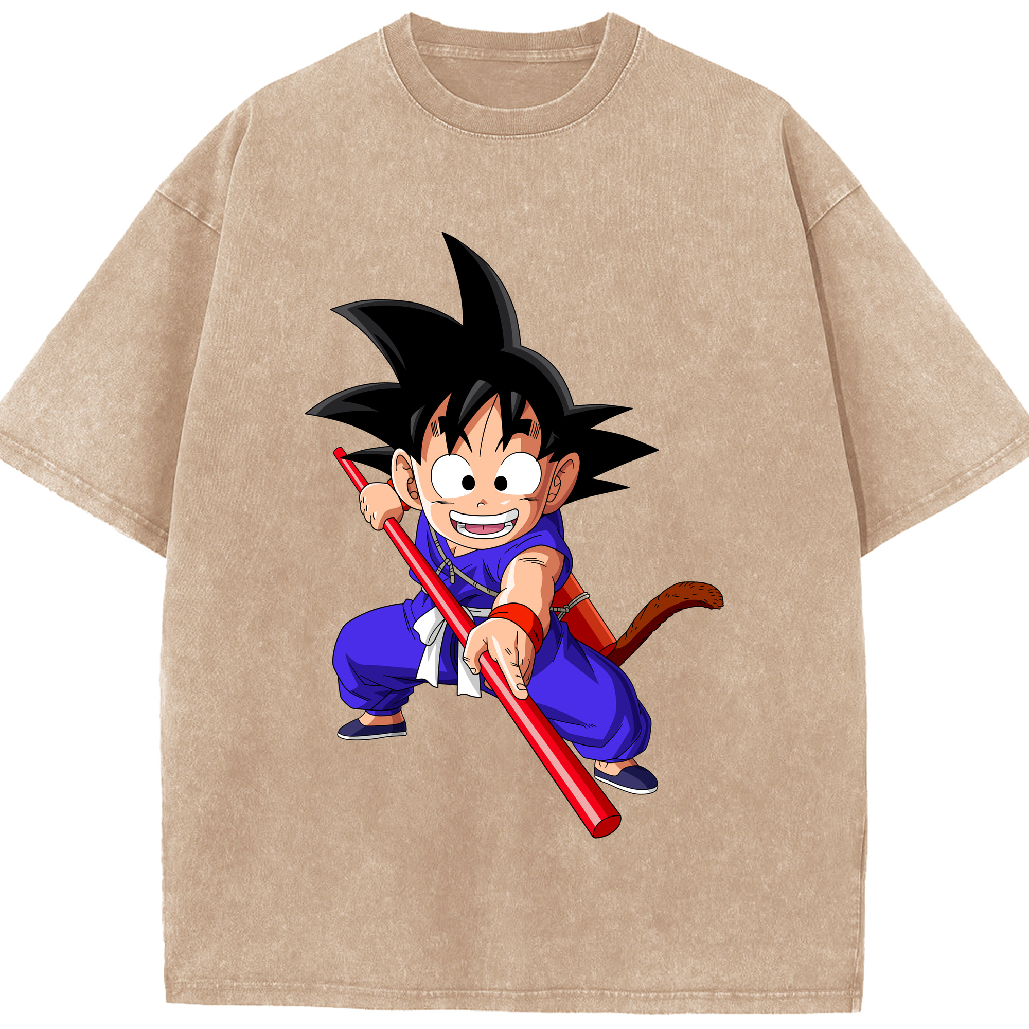 （画像用） ドラゴンボール 孫悟空（そん ごくう）Son Goku カカロット DRAGON BALL Kakarotto 綿100% ヴィンテージ風 半袖Tシャツ（フロントプリント）