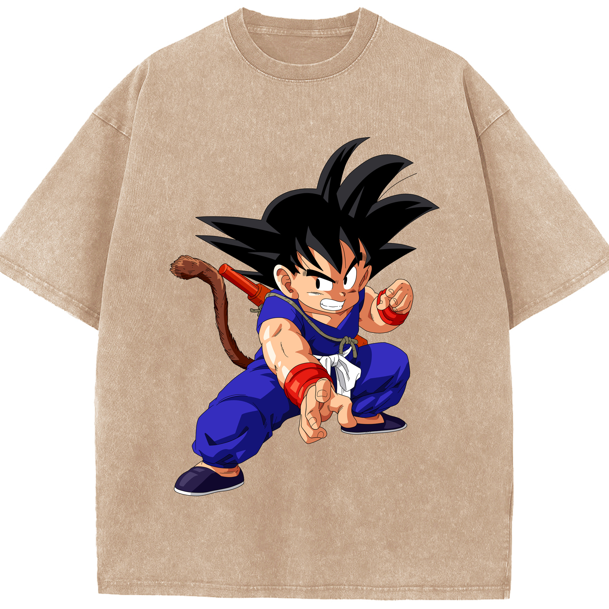 （画像用） ドラゴンボール 孫悟空（そん ごくう）Son Goku カカロット DRAGON BALL Kakarotto 綿100% ヴィンテージ風 半袖Tシャツ（フロントプリント）