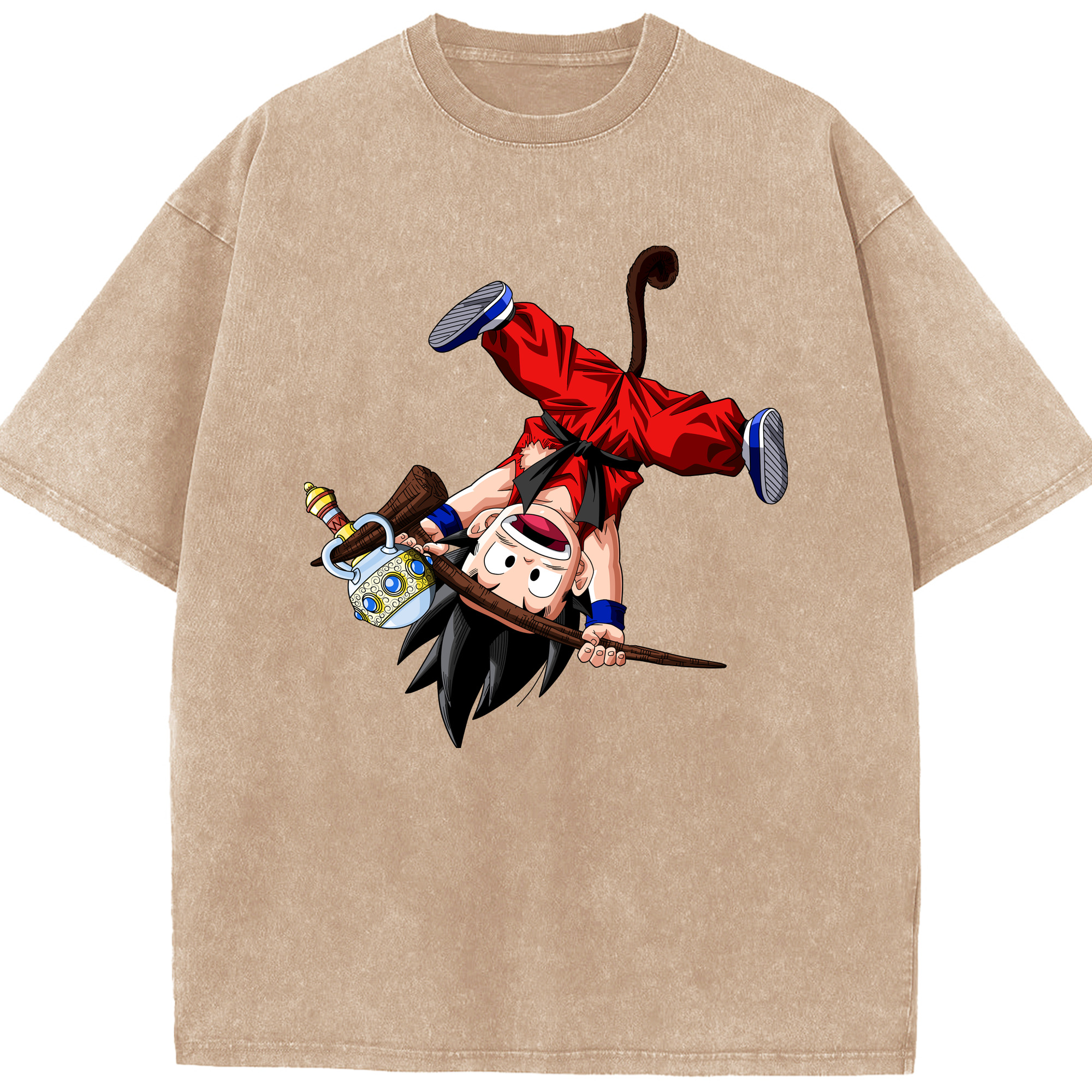 （画像用） ドラゴンボール 孫悟空（そん ごくう）Son Goku カカロット DRAGON BALL Kakarotto 綿100% ヴィンテージ風 半袖Tシャツ（フロントプリント）