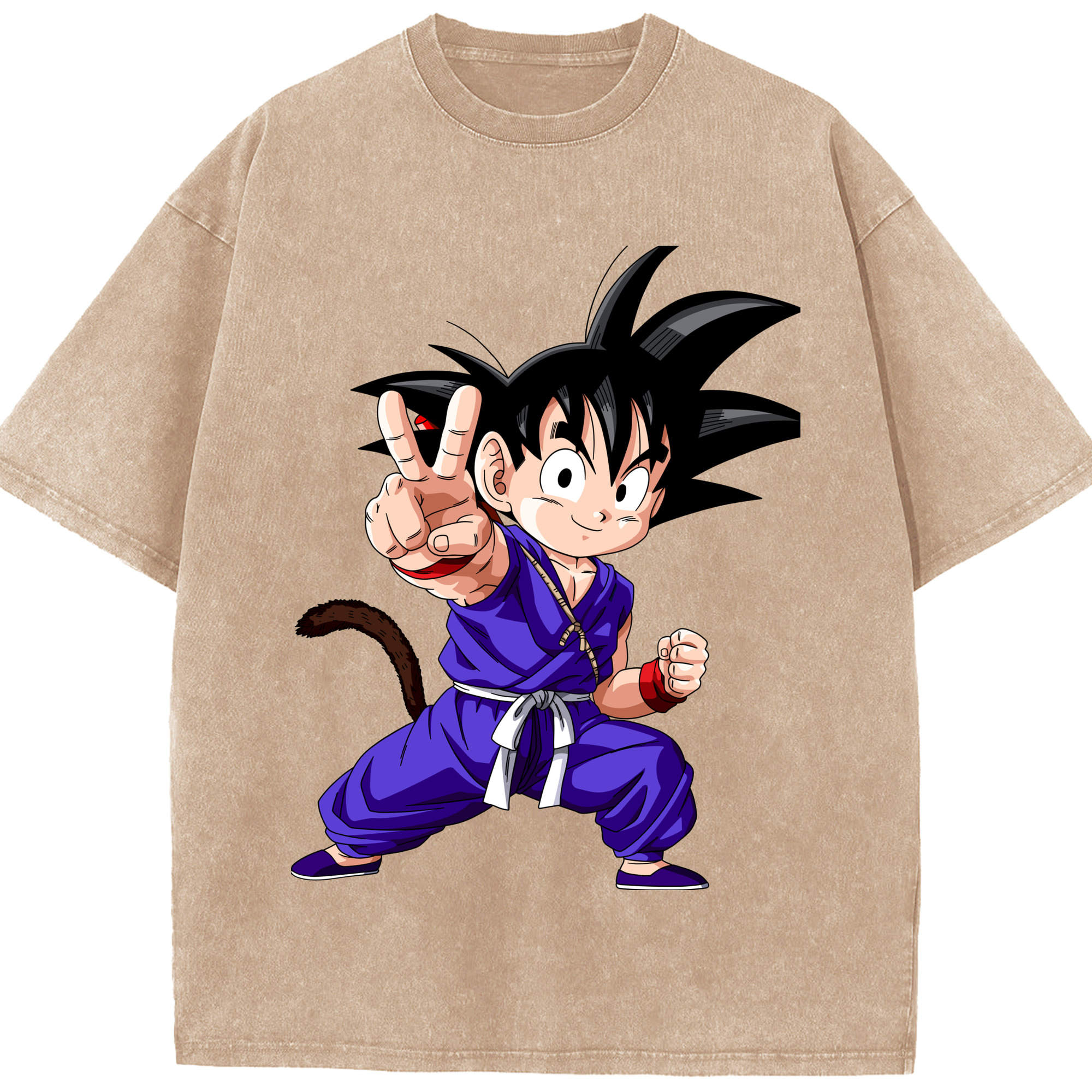 （画像用） ドラゴンボール 孫悟空（そん ごくう）Son Goku カカロット DRAGON BALL Kakarotto 綿100% ヴィンテージ風 半袖Tシャツ（フロントプリント）