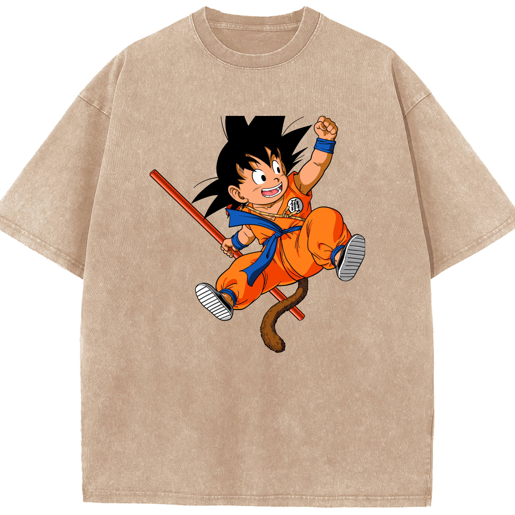 （画像用） ドラゴンボール 孫悟空（そん ごくう）Son Goku カカロット DRAGON BALL Kakarotto 綿100% ヴィンテージ風 半袖Tシャツ（フロントプリント）