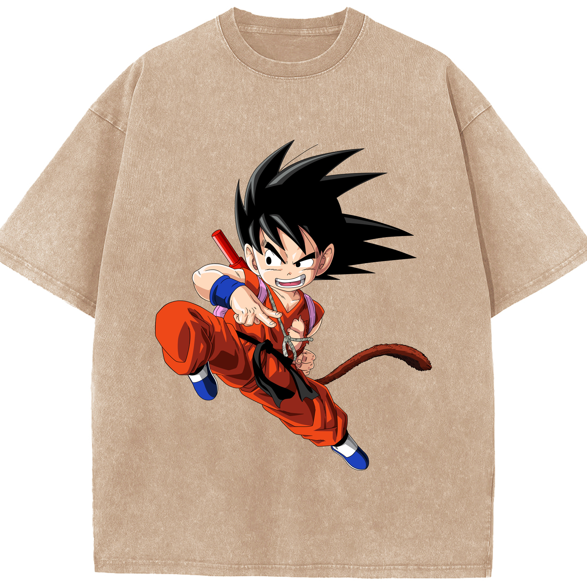 （画像用） ドラゴンボール 孫悟空（そん ごくう）Son Goku カカロット DRAGON BALL Kakarotto 綿100% ヴィンテージ風 半袖Tシャツ（フロントプリント）