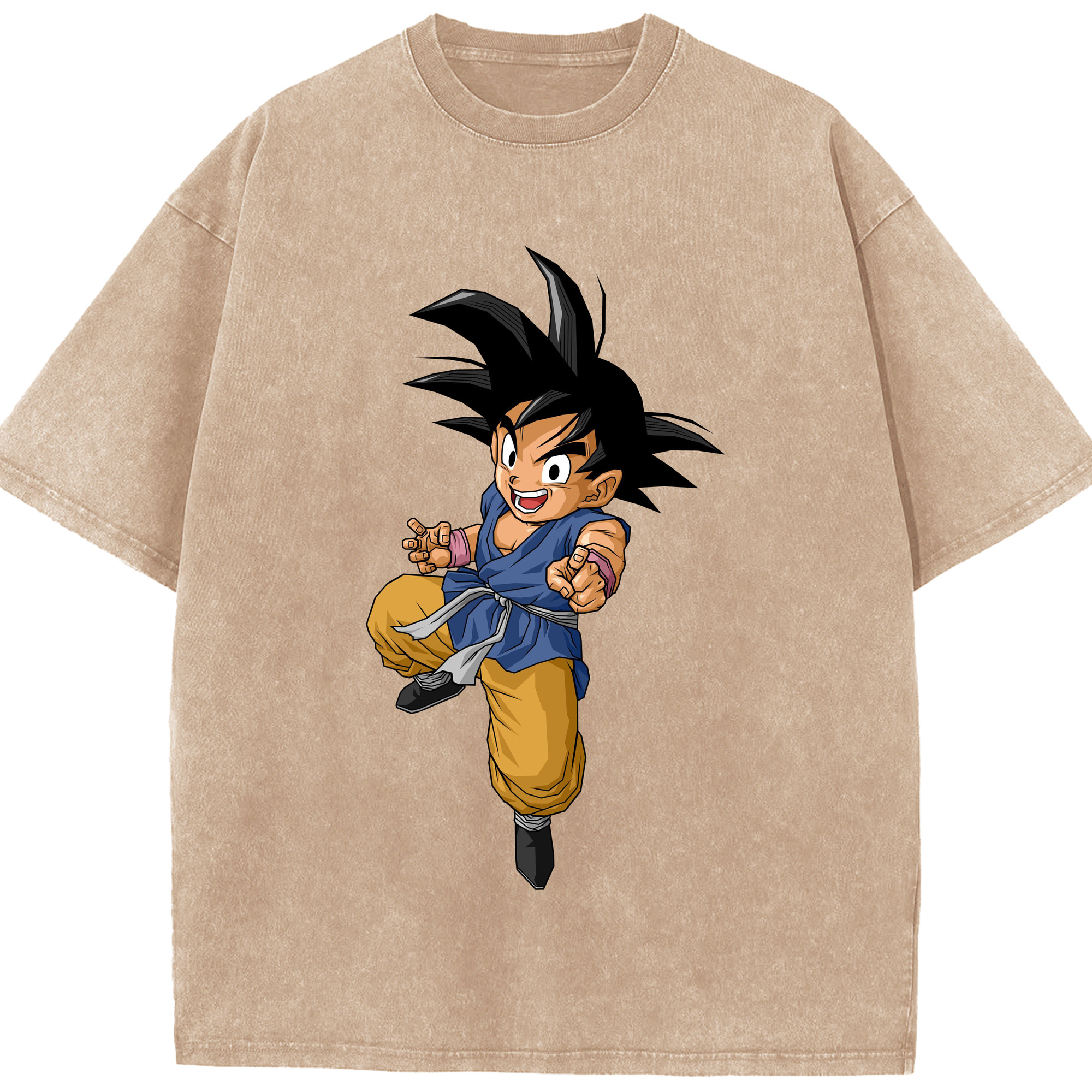 （画像用） ドラゴンボール 孫悟空（そん ごくう）Son Goku カカロット DRAGON BALL Kakarotto 綿100% ヴィンテージ風 半袖Tシャツ（フロントプリント）