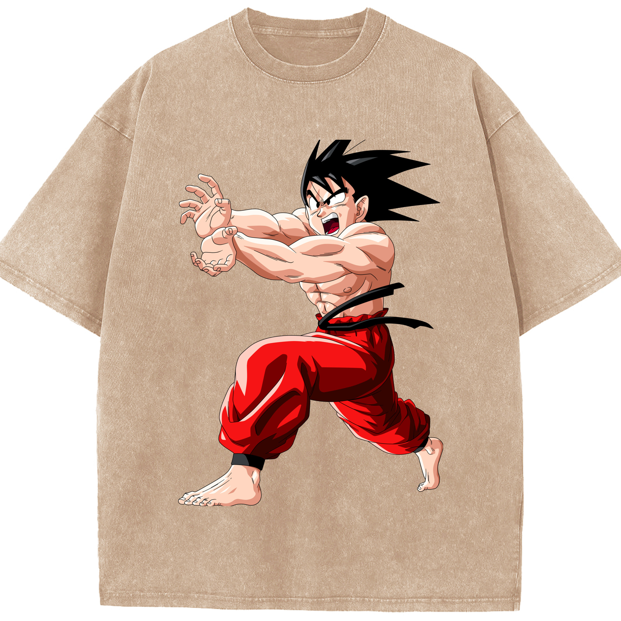 （画像用） ドラゴンボール 孫悟空（そん ごくう）Son Goku カカロット DRAGON BALL Kakarotto 綿100% ヴィンテージ風 半袖Tシャツ（フロントプリント）