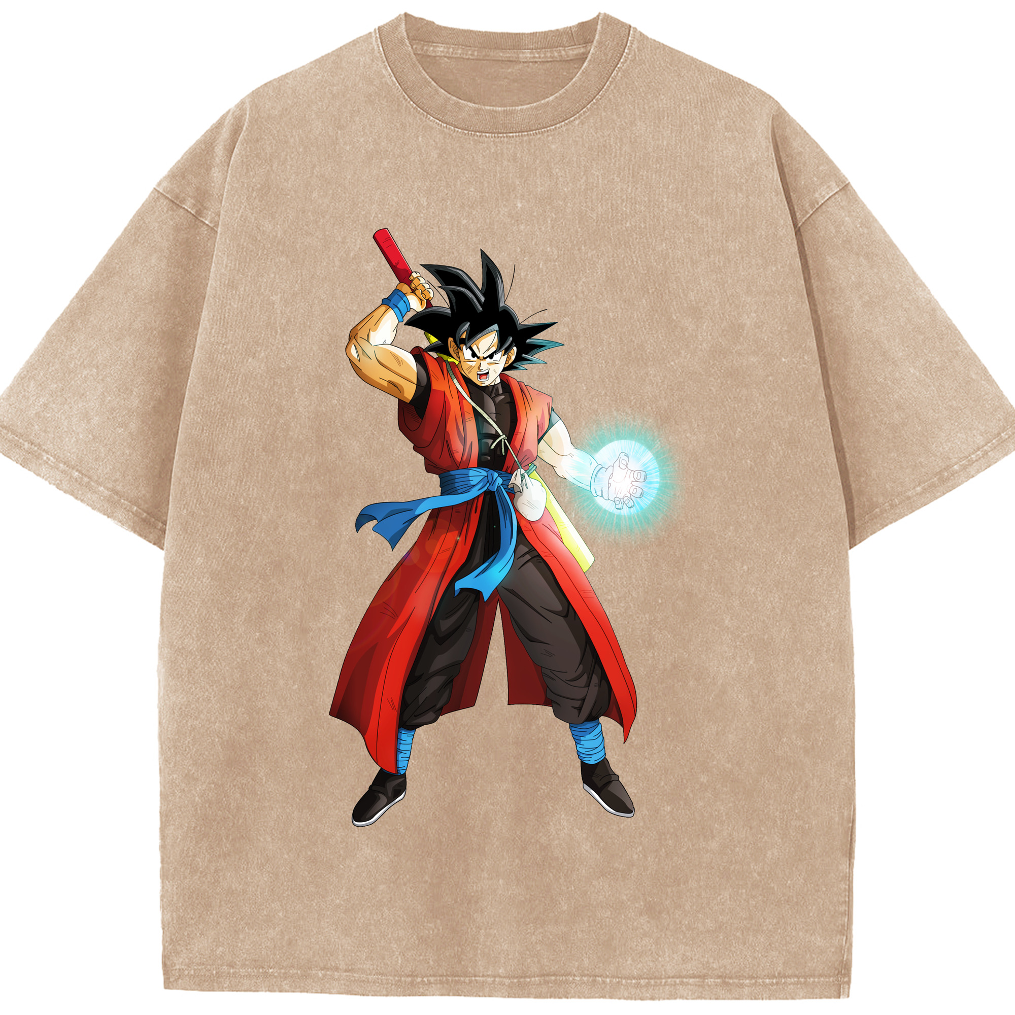 （画像用） ドラゴンボール 孫悟空（そん ごくう）Son Goku カカロット DRAGON BALL Kakarotto 綿100% ヴィンテージ風 半袖Tシャツ（フロントプリント）