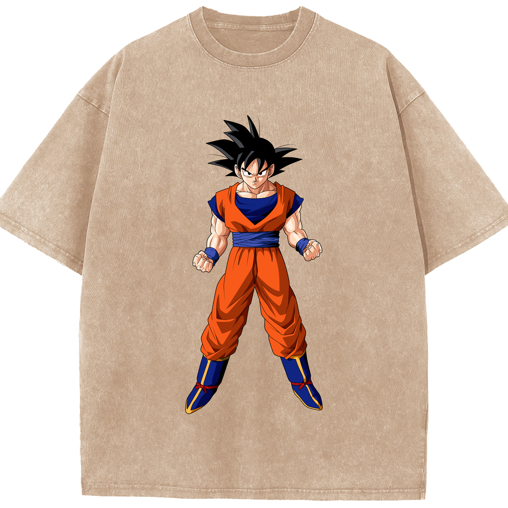 （画像用） ドラゴンボール 孫悟空（そん ごくう）Son Goku カカロット DRAGON BALL Kakarotto 綿100% ヴィンテージ風 半袖Tシャツ（フロントプリント）