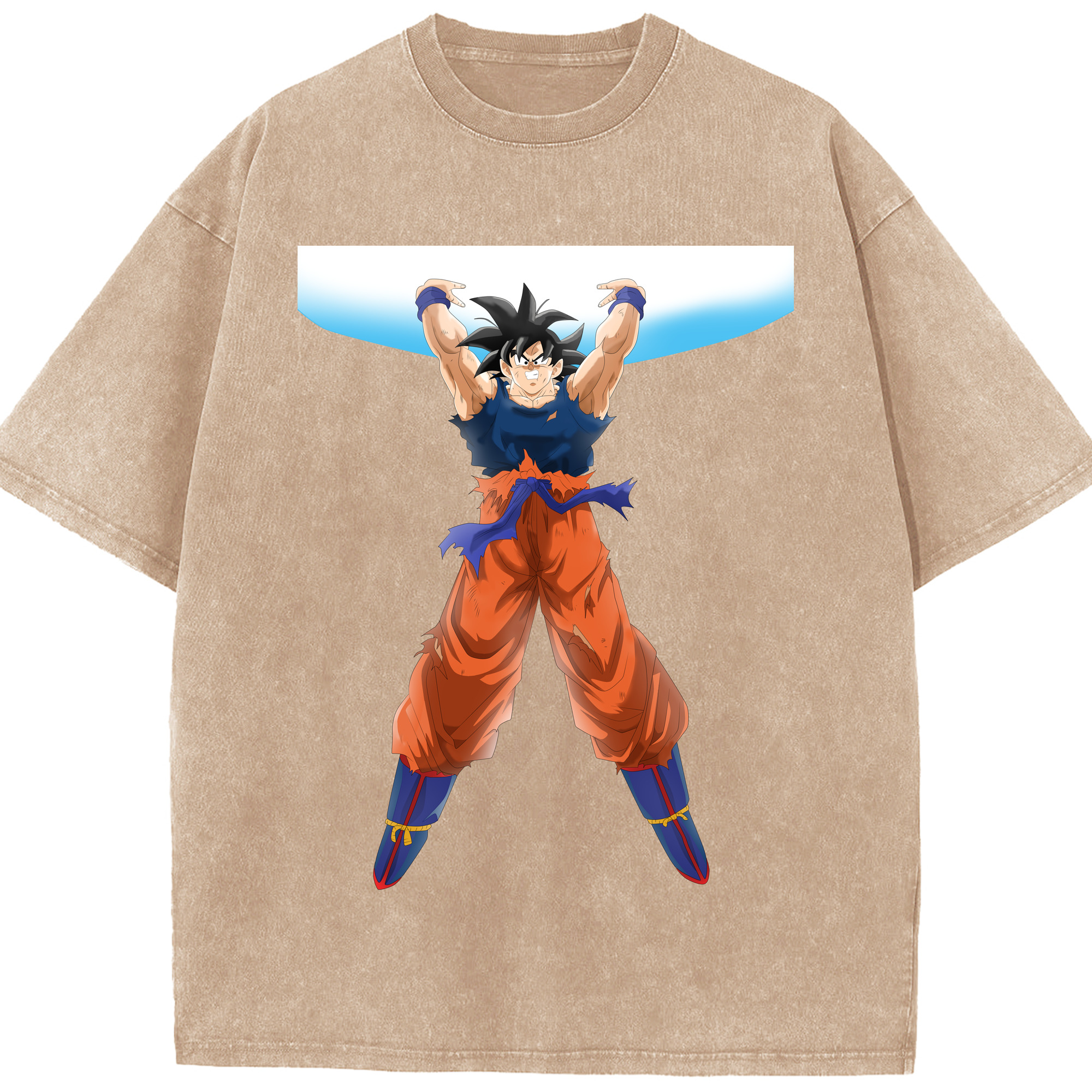 （画像用） ドラゴンボール 孫悟空（そん ごくう）Son Goku カカロット DRAGON BALL Kakarotto 綿100% ヴィンテージ風 半袖Tシャツ（フロントプリント）