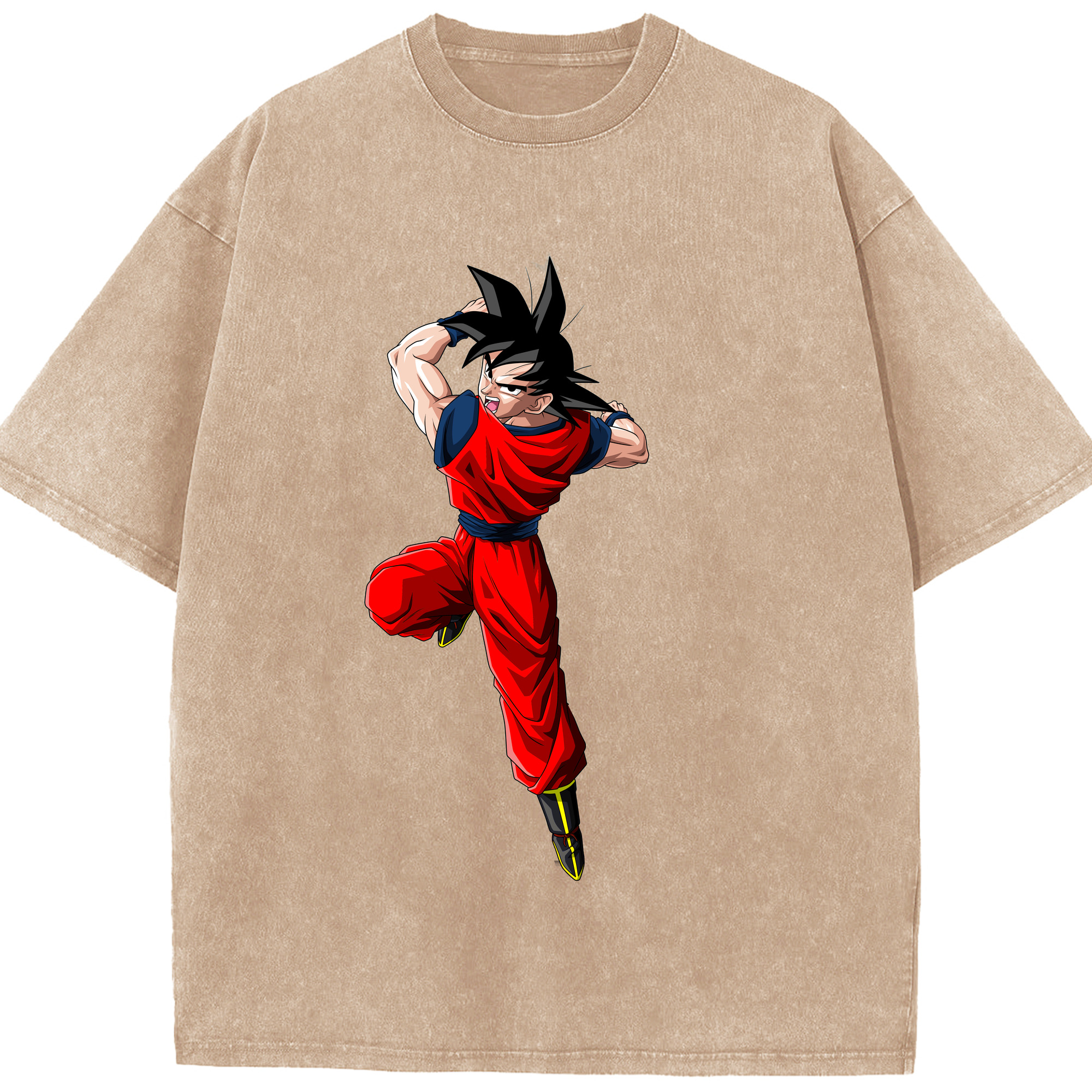 （画像用） ドラゴンボール 孫悟空（そん ごくう）Son Goku カカロット DRAGON BALL Kakarotto 綿100% ヴィンテージ風 半袖Tシャツ（フロントプリント）