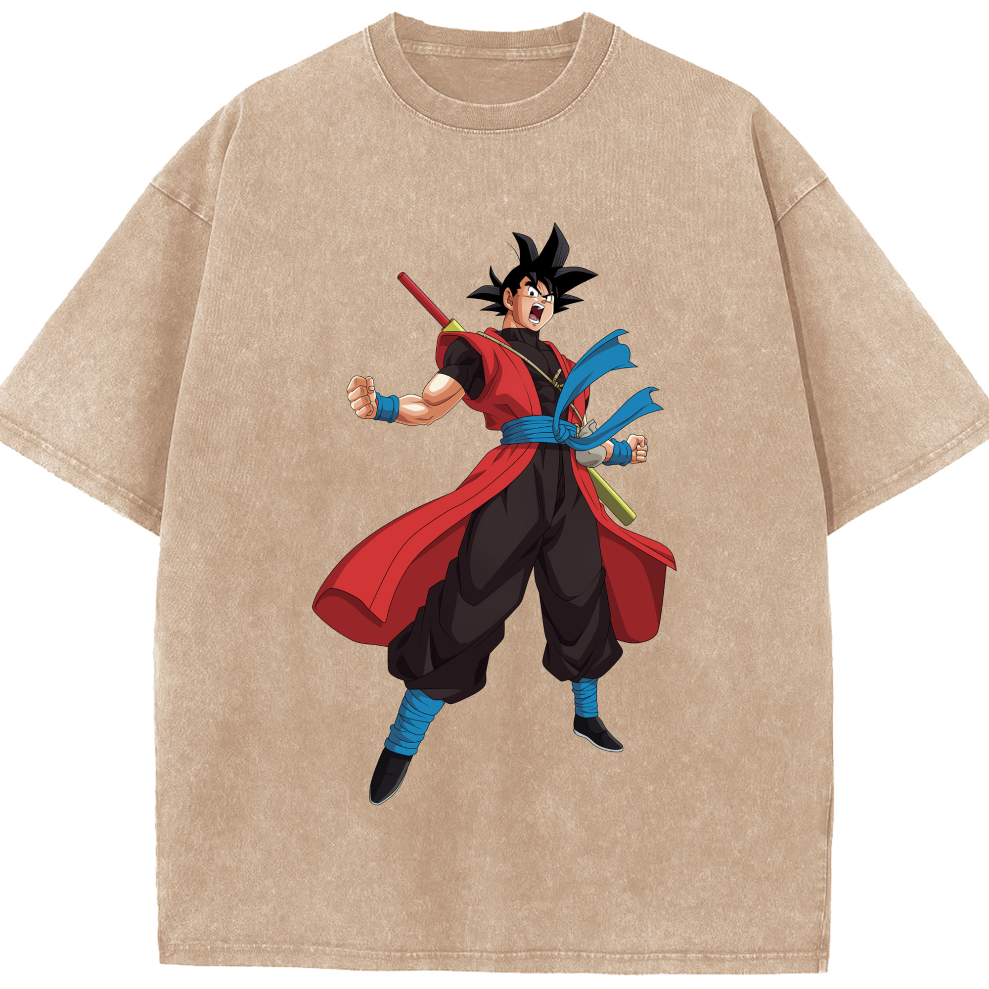 （画像用） ドラゴンボール 孫悟空（そん ごくう）Son Goku カカロット DRAGON BALL Kakarotto 綿100% ヴィンテージ風 半袖Tシャツ（フロントプリント）