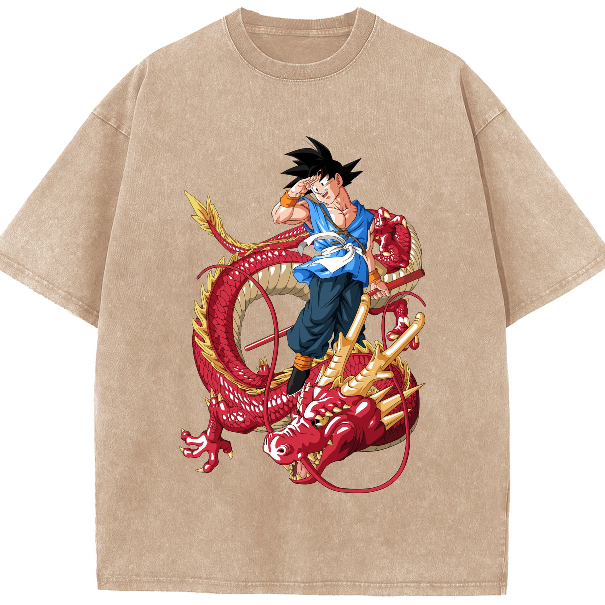 ドラゴンボール 孫悟空（そん ごくう）Son Goku カカロット DRAGON BALL Kakarotto 綿100% ヴィンテージ風 半袖Tシャツ（フロントプリント）