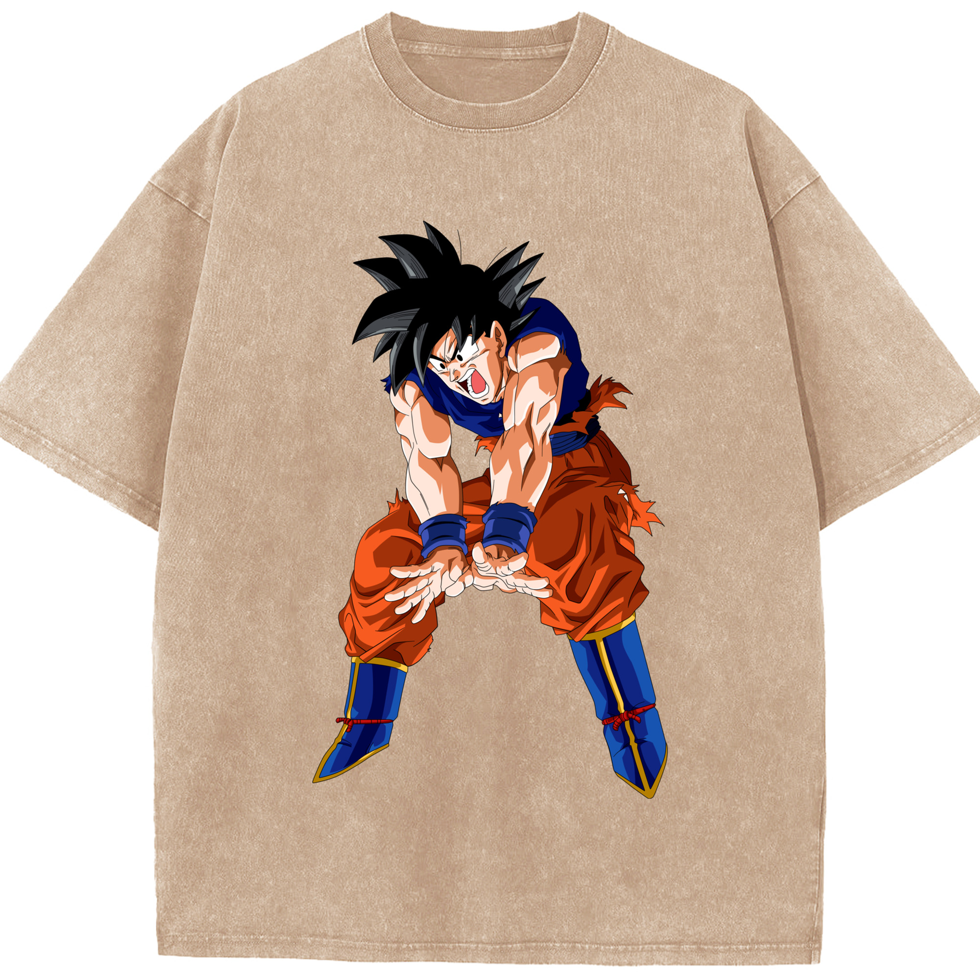 （画像用） ドラゴンボール 孫悟空（そん ごくう）Son Goku カカロット DRAGON BALL Kakarotto 綿100% ヴィンテージ風 半袖Tシャツ（フロントプリント）