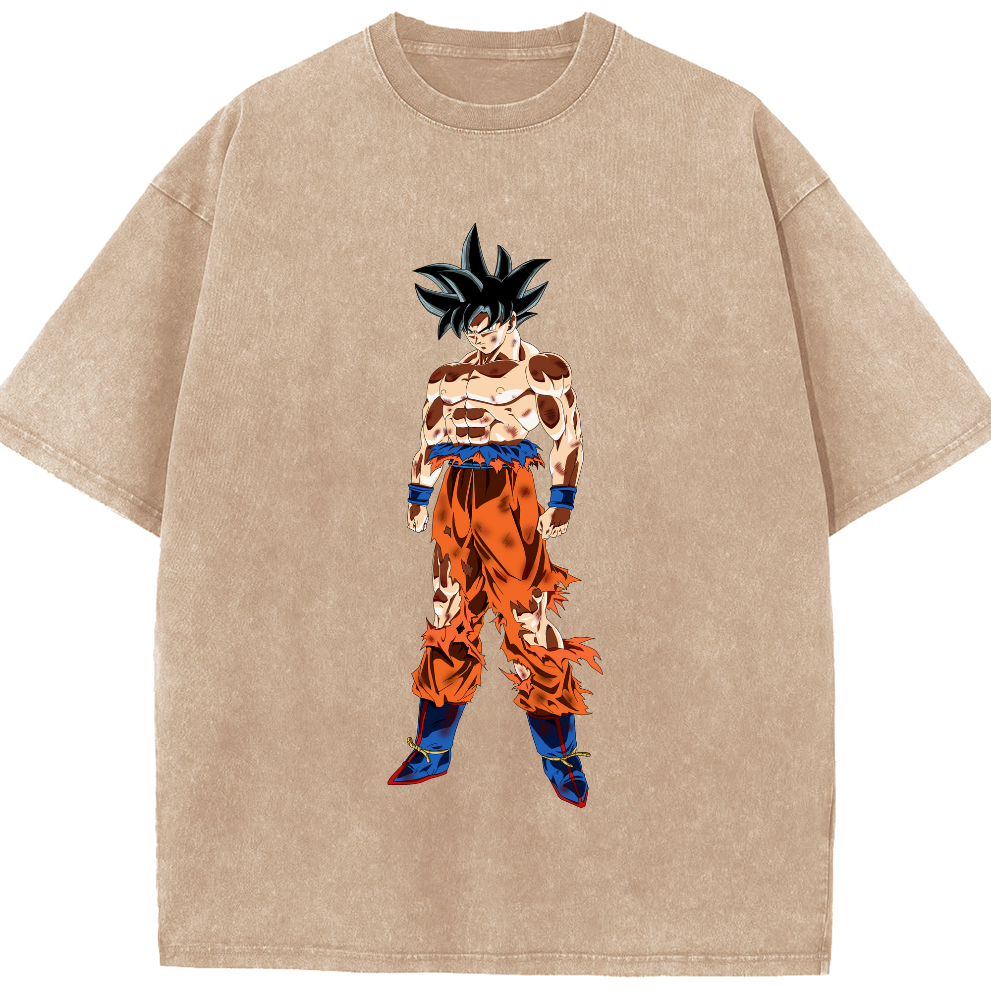 （画像用） ドラゴンボール 孫悟空（そん ごくう）Son Goku カカロット DRAGON BALL Kakarotto 綿100% ヴィンテージ風 半袖Tシャツ（フロントプリント）