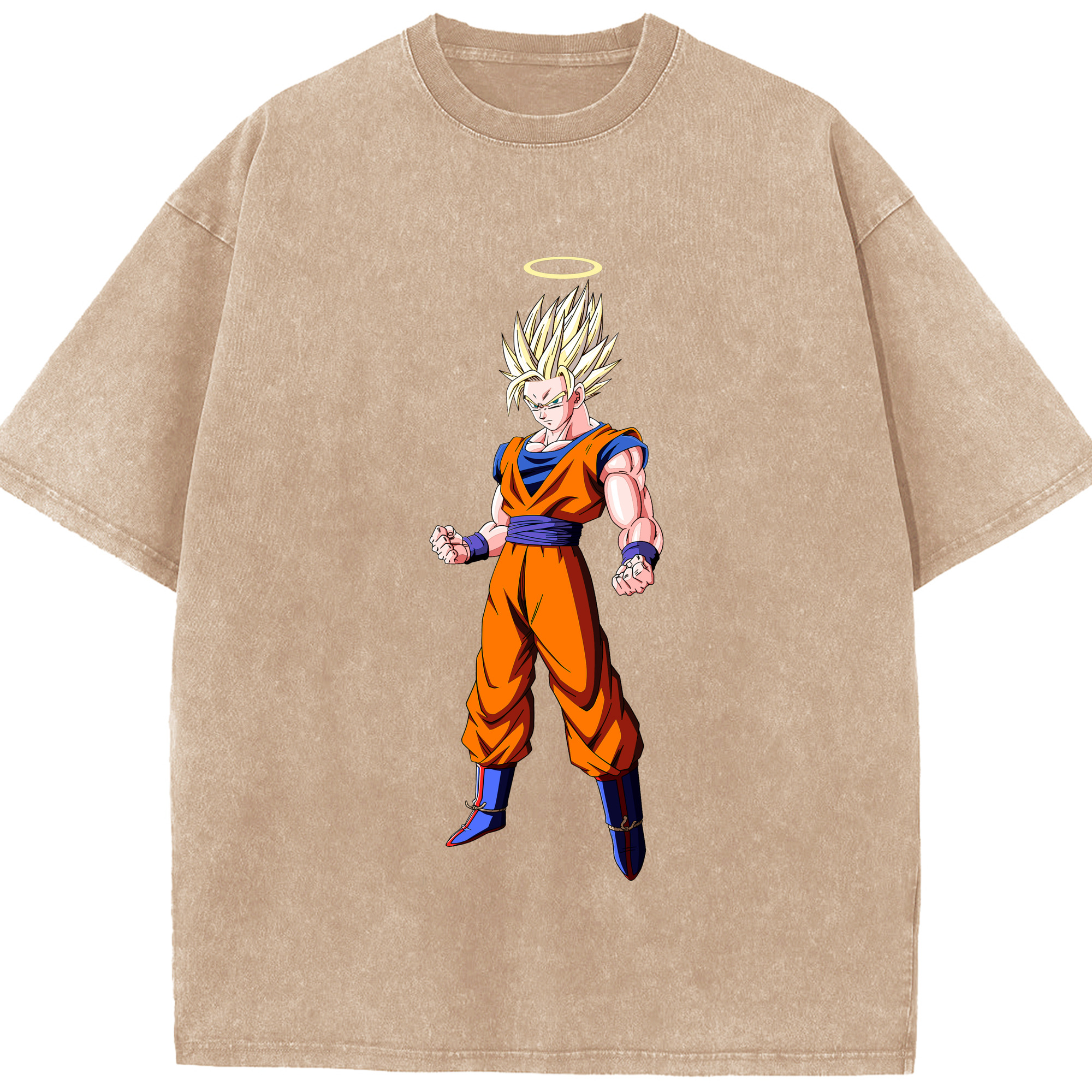 （画像用） ドラゴンボール 孫悟空（そん ごくう）Son Goku カカロット DRAGON BALL Kakarotto 綿100% ヴィンテージ風 半袖Tシャツ（フロントプリント）