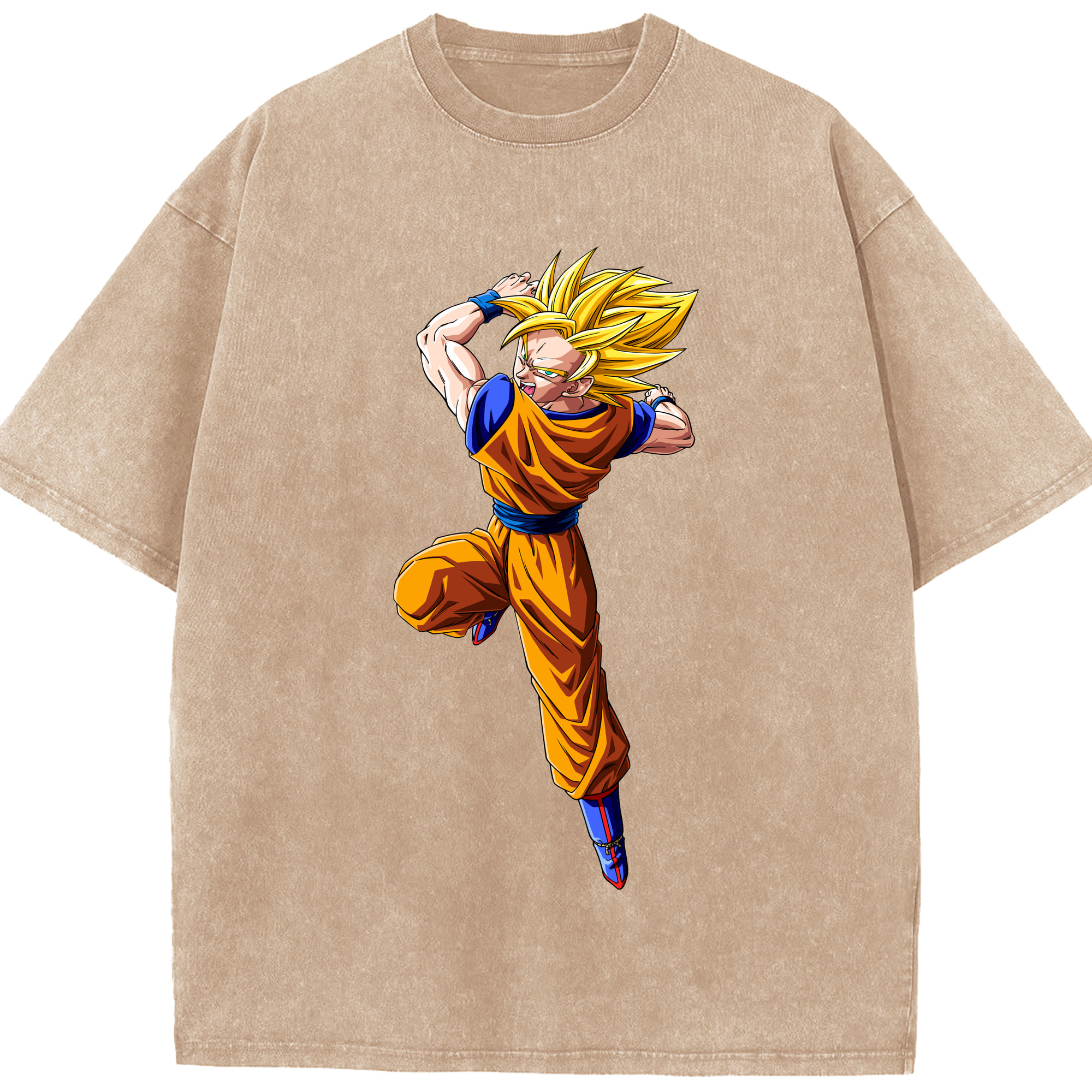 （画像用） ドラゴンボール 孫悟空（そん ごくう）Son Goku カカロット DRAGON BALL Kakarotto 綿100% ヴィンテージ風 半袖Tシャツ（フロントプリント）