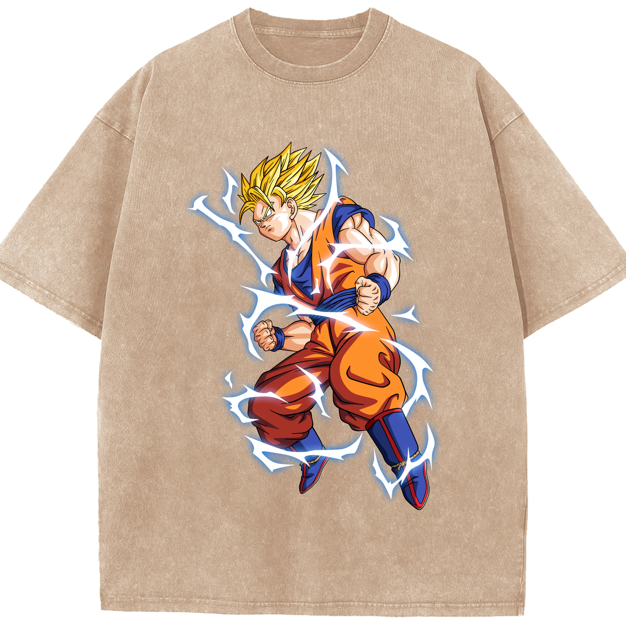 （画像用） ドラゴンボール 孫悟空（そん ごくう）Son Goku カカロット DRAGON BALL Kakarotto 綿100% ヴィンテージ風 半袖Tシャツ（フロントプリント）