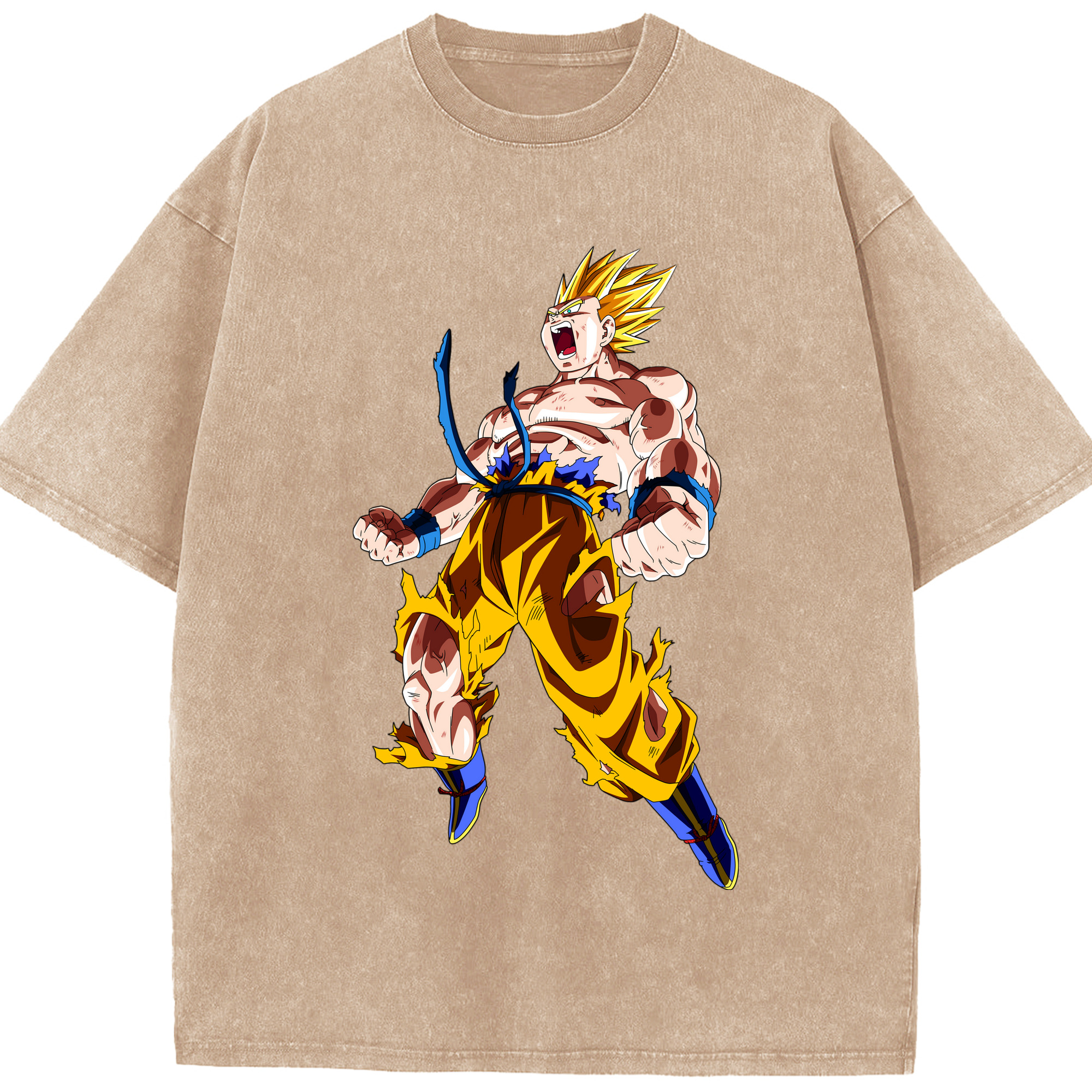 （画像用） ドラゴンボール 孫悟空（そん ごくう）Son Goku カカロット DRAGON BALL Kakarotto 綿100% ヴィンテージ風 半袖Tシャツ（フロントプリント）