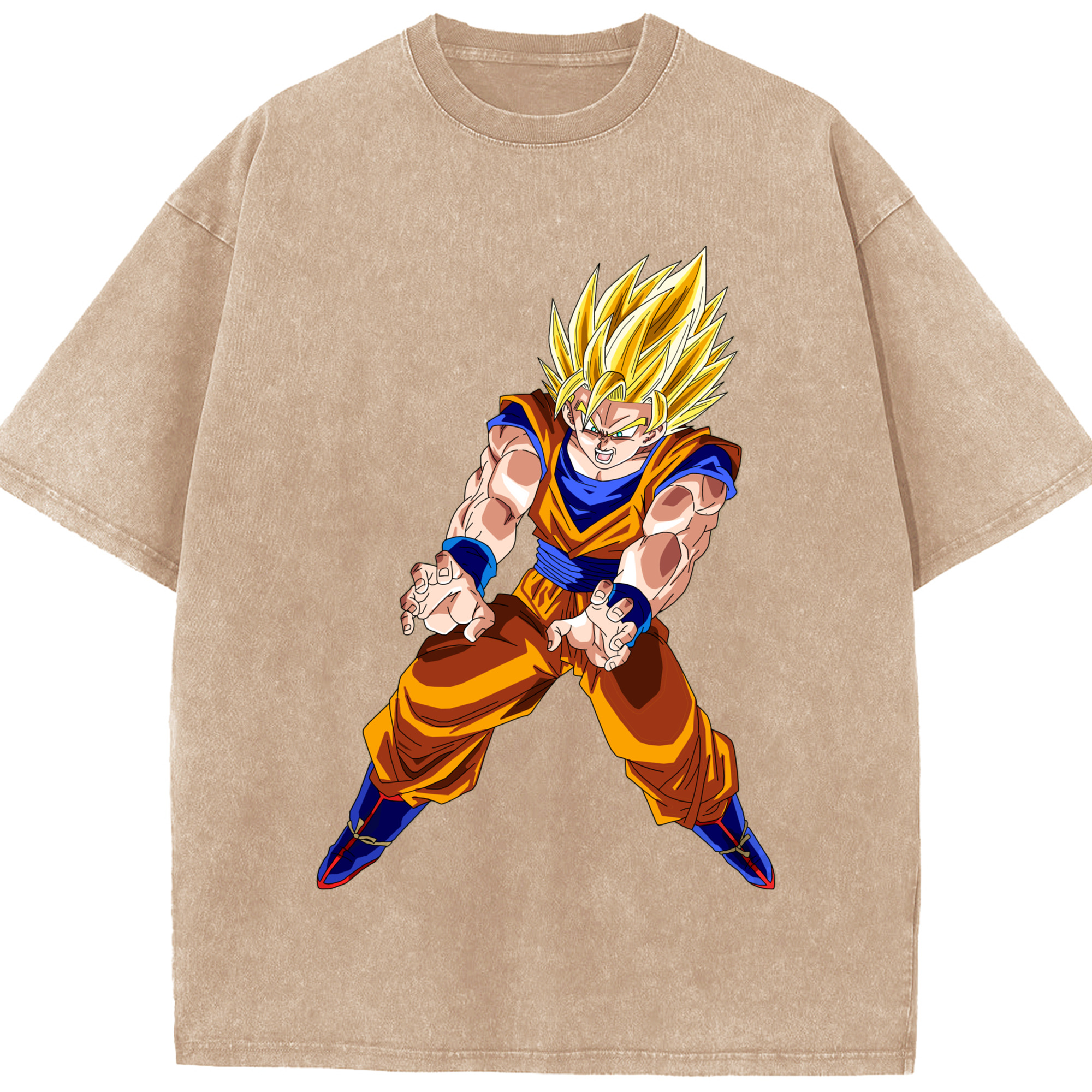 （画像用） ドラゴンボール 孫悟空（そん ごくう）Son Goku カカロット DRAGON BALL Kakarotto 綿100% ヴィンテージ風 半袖Tシャツ（フロントプリント）