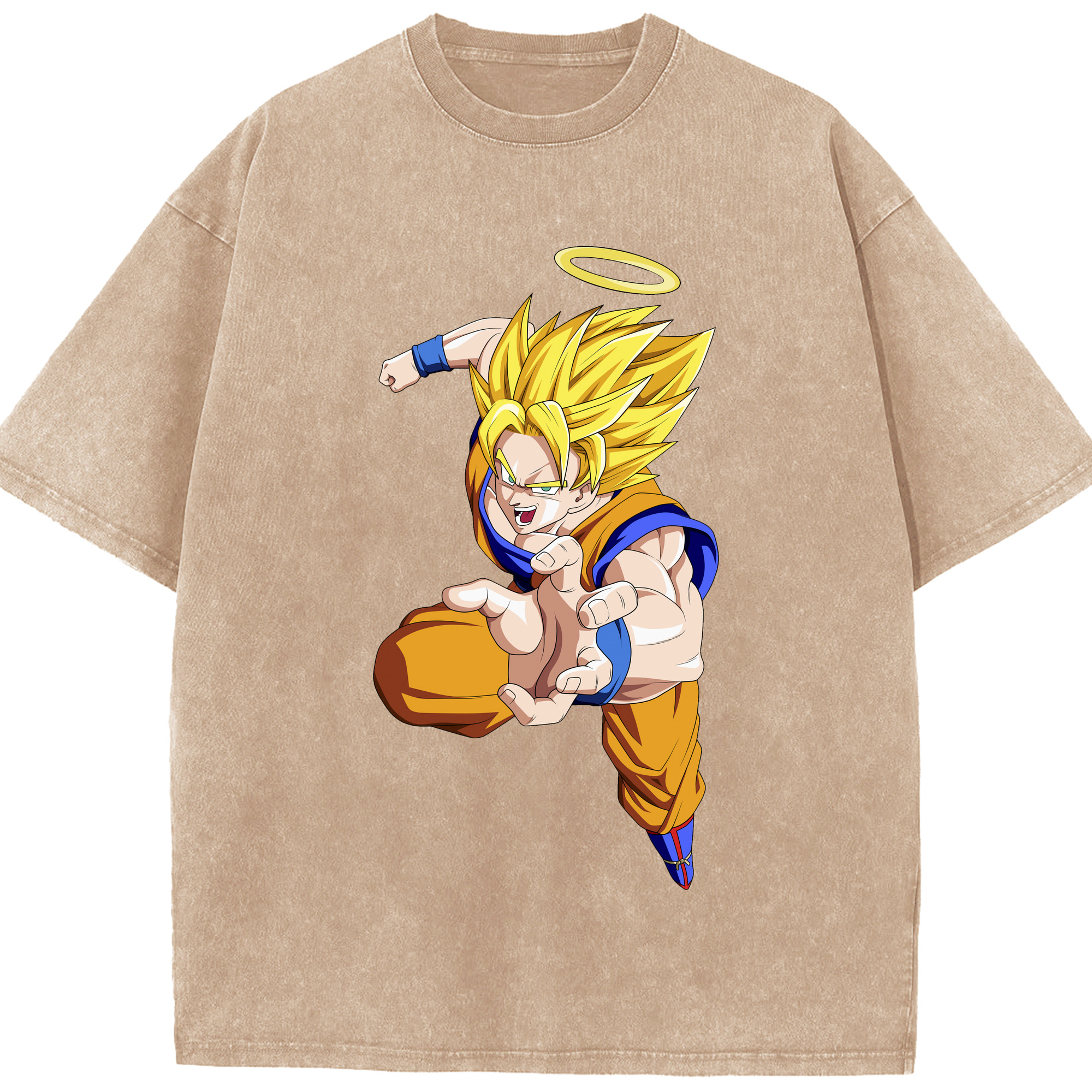 （画像用） ドラゴンボール 孫悟空（そん ごくう）Son Goku カカロット DRAGON BALL Kakarotto 綿100% ヴィンテージ風 半袖Tシャツ（フロントプリント）