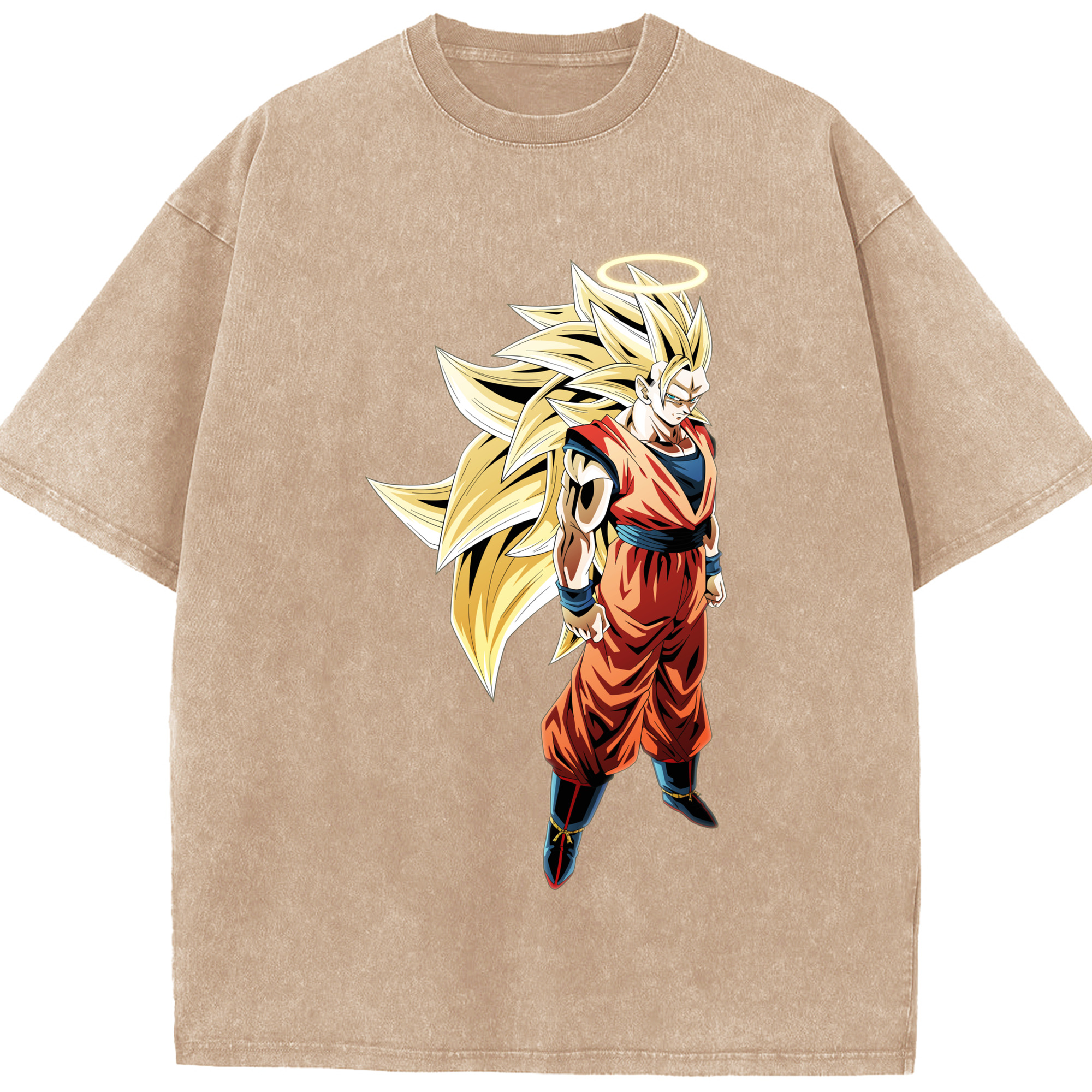 （画像用） ドラゴンボール 孫悟空（そん ごくう）Son Goku カカロット DRAGON BALL Kakarotto 綿100% ヴィンテージ風 半袖Tシャツ（フロントプリント）