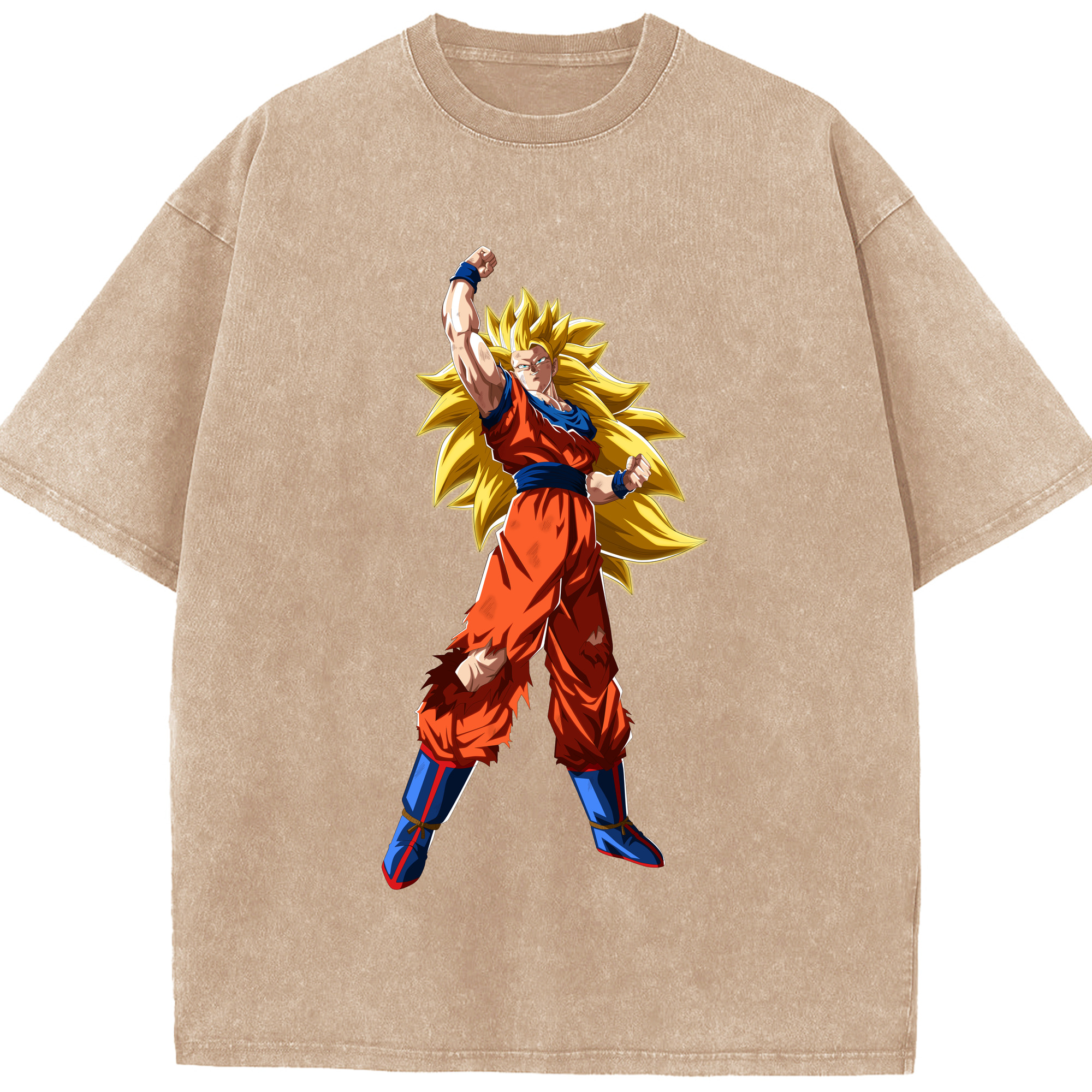 （画像用） ドラゴンボール 孫悟空（そん ごくう）Son Goku カカロット DRAGON BALL Kakarotto 綿100% ヴィンテージ風 半袖Tシャツ（フロントプリント）