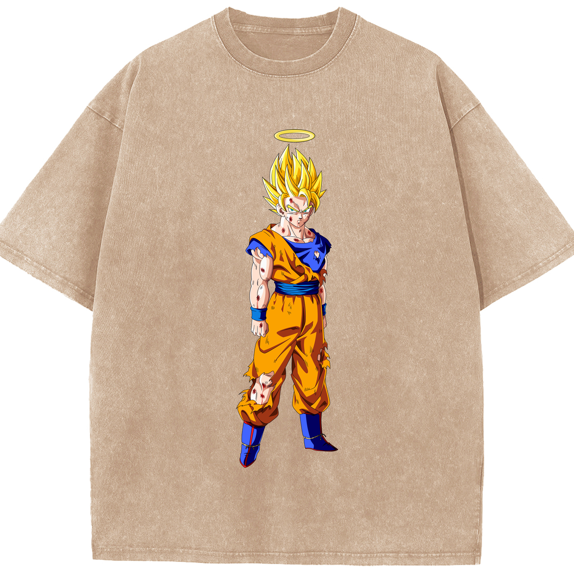 （画像用） ドラゴンボール 孫悟空（そん ごくう）Son Goku カカロット DRAGON BALL Kakarotto 綿100% ヴィンテージ風 半袖Tシャツ（フロントプリント）