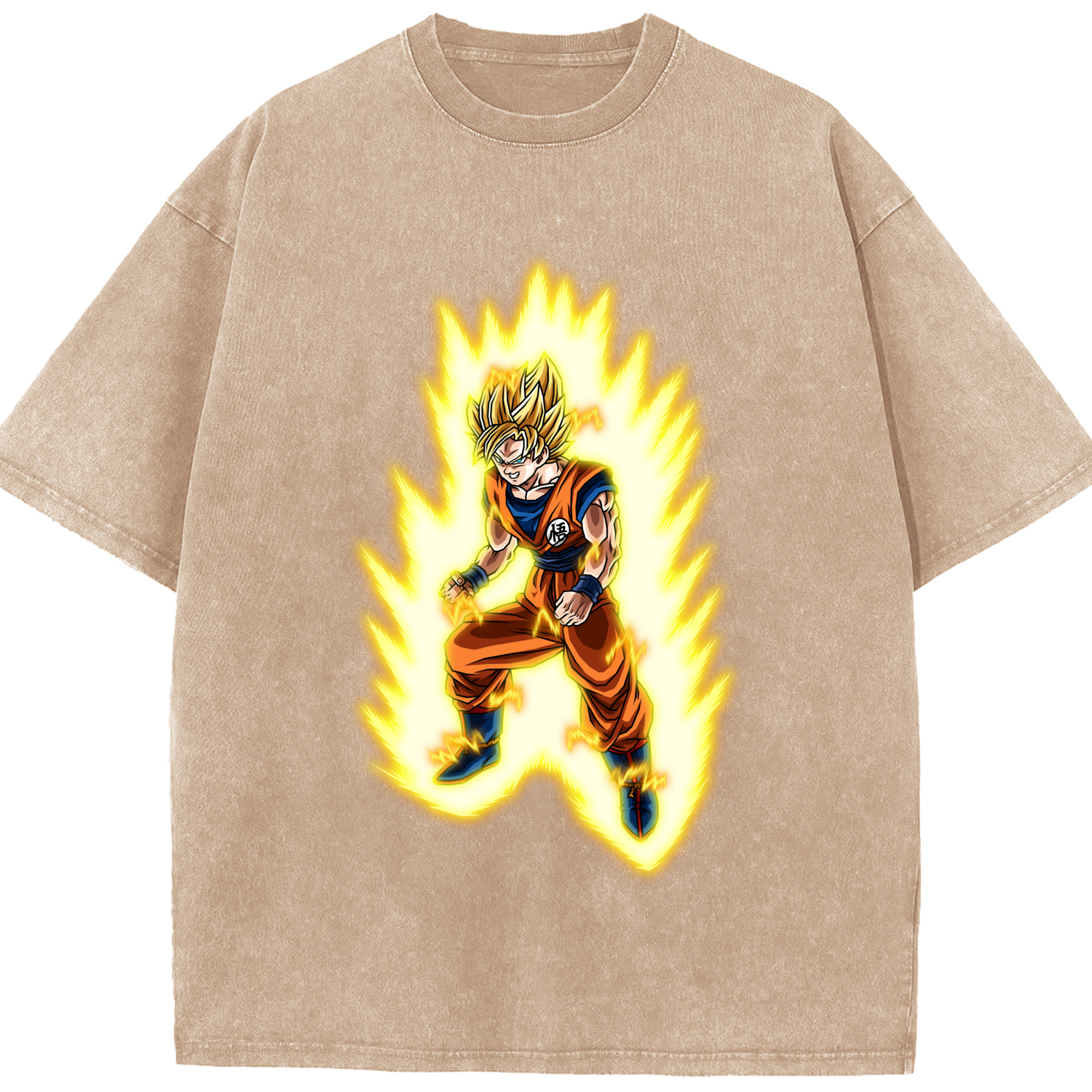 （画像用） ドラゴンボール 孫悟空（そん ごくう）Son Goku カカロット DRAGON BALL Kakarotto 綿100% ヴィンテージ風 半袖Tシャツ（フロントプリント）
