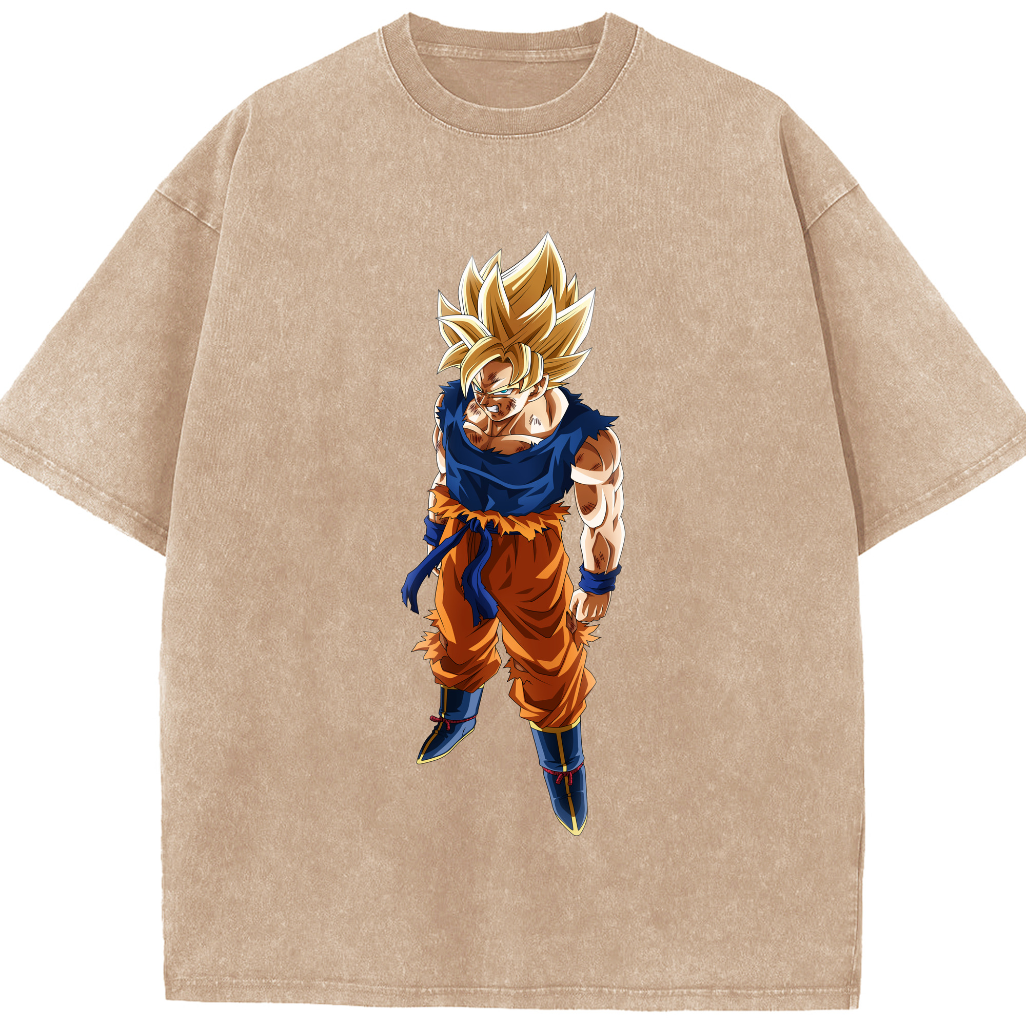 （画像用） ドラゴンボール 孫悟空（そん ごくう）Son Goku カカロット DRAGON BALL Kakarotto 綿100% ヴィンテージ風 半袖Tシャツ（フロントプリント）