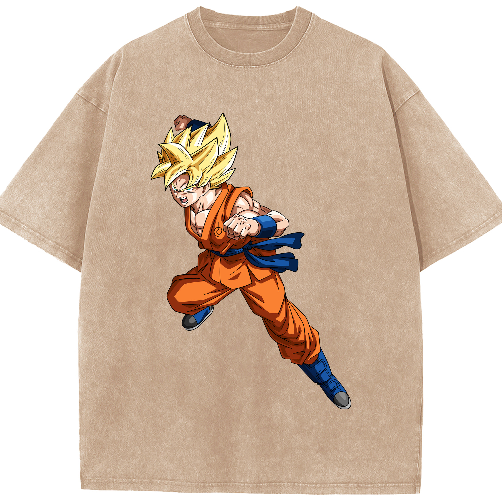 （画像用） ドラゴンボール 孫悟空（そん ごくう）Son Goku カカロット DRAGON BALL Kakarotto 綿100% ヴィンテージ風 半袖Tシャツ（フロントプリント）